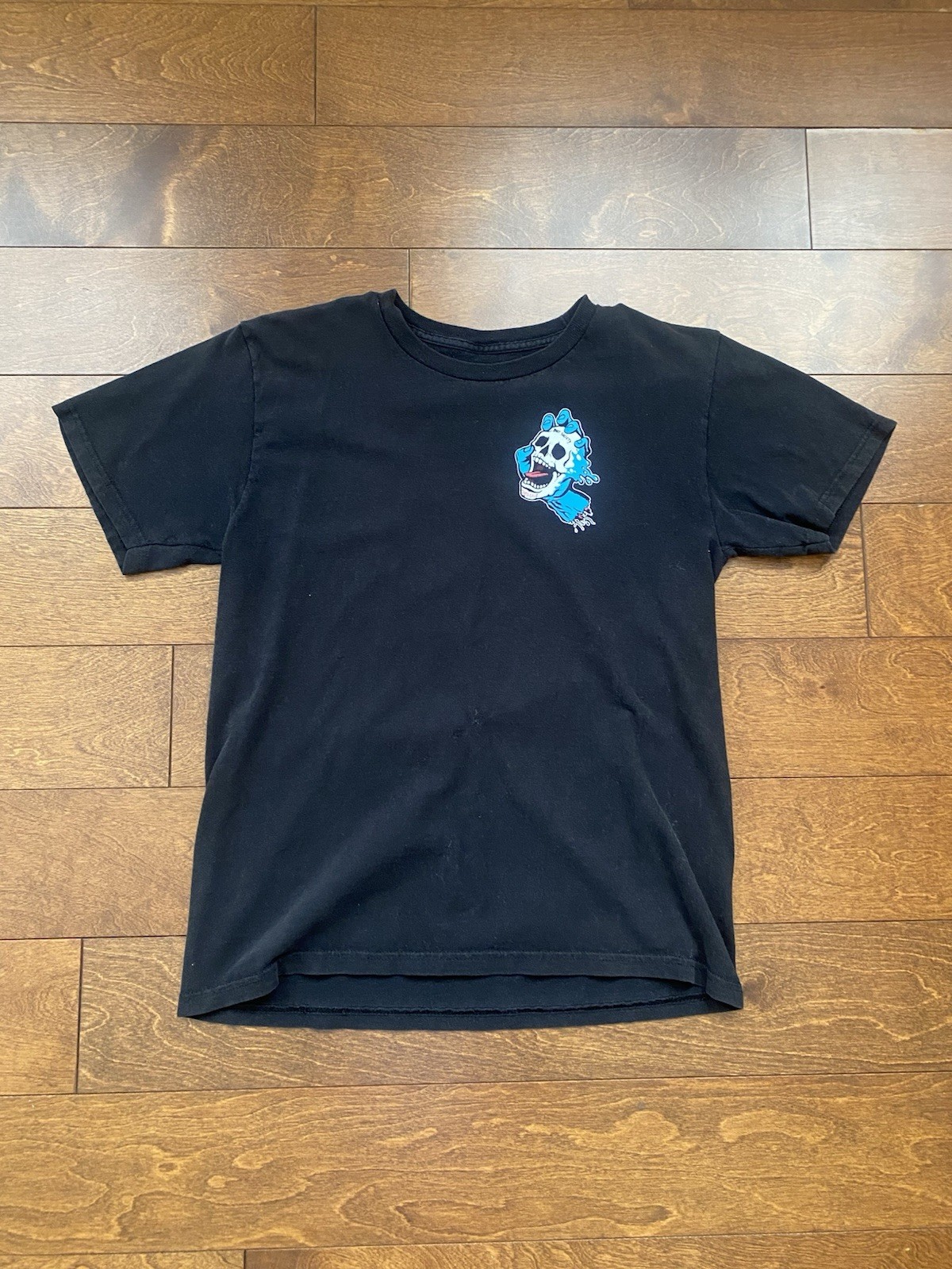 Black Kids Graphic Tee with Blue Skull Accent