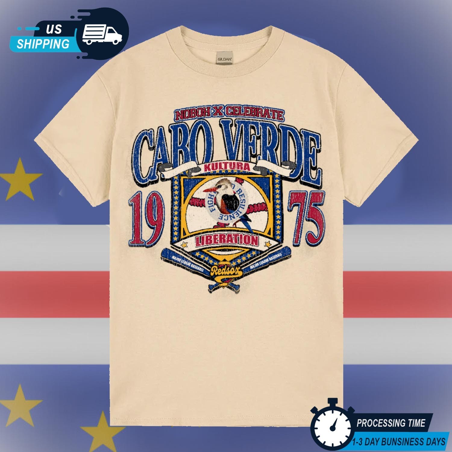 Cape Verde 1975 Independence T-Shirt Afro Kultura Retro Graphic Tee