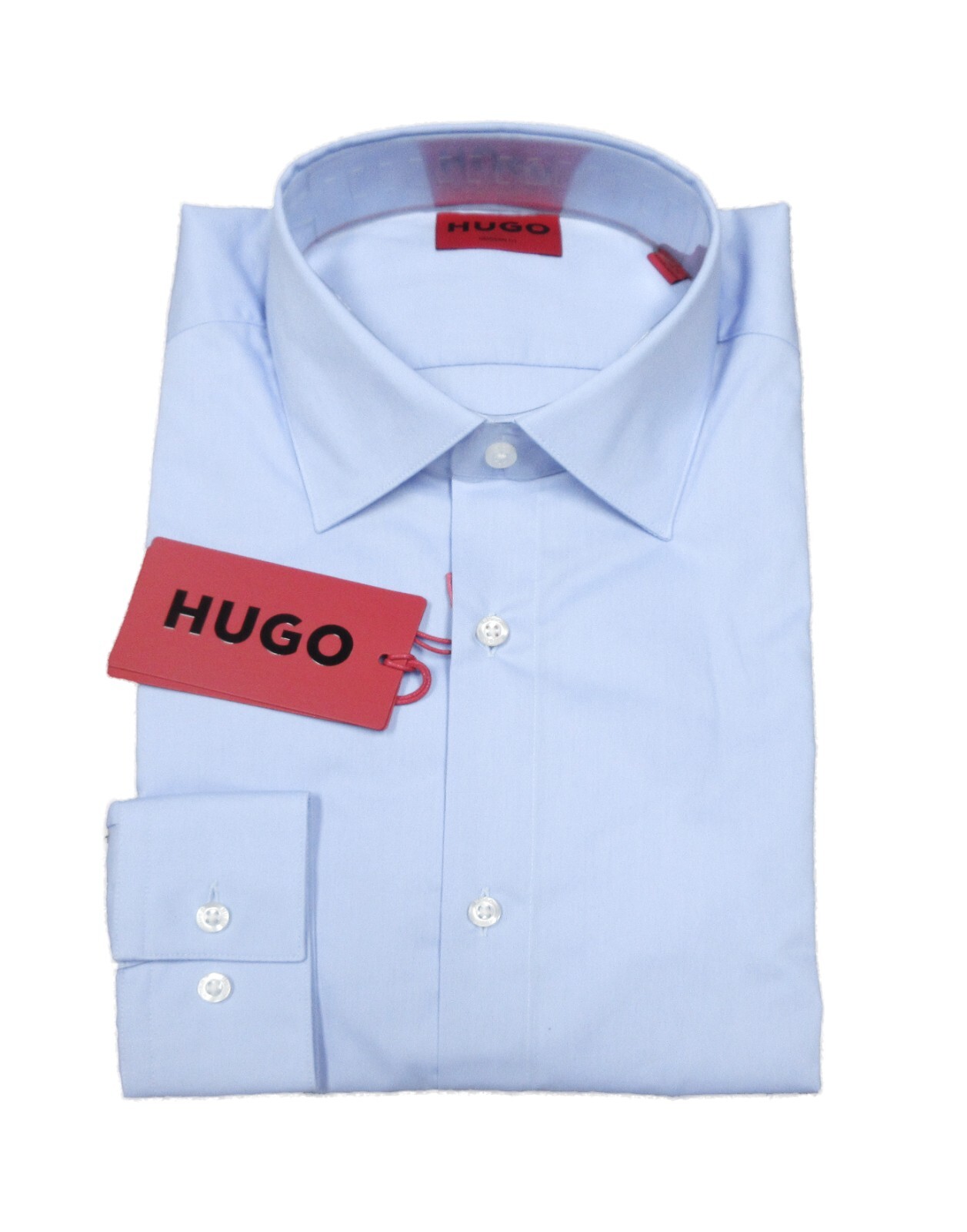 Hugo Boss Red Label Men’s Blue Valerio Solid Modern Fit Dress Shirt