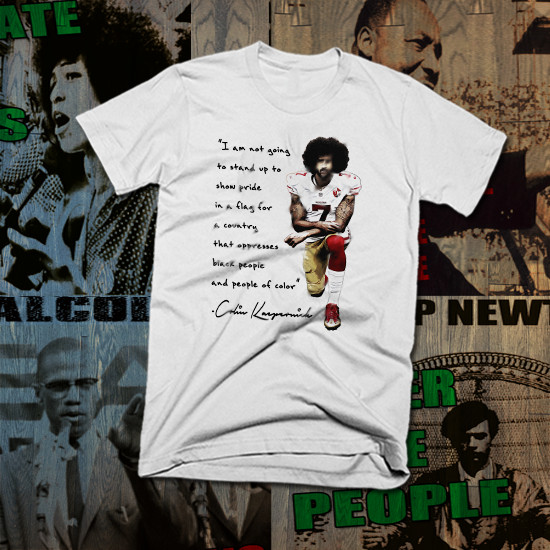 Colin Kaepernick Kneeling T Shirt Anti-Racism Reparations Black Civil Rights Tee