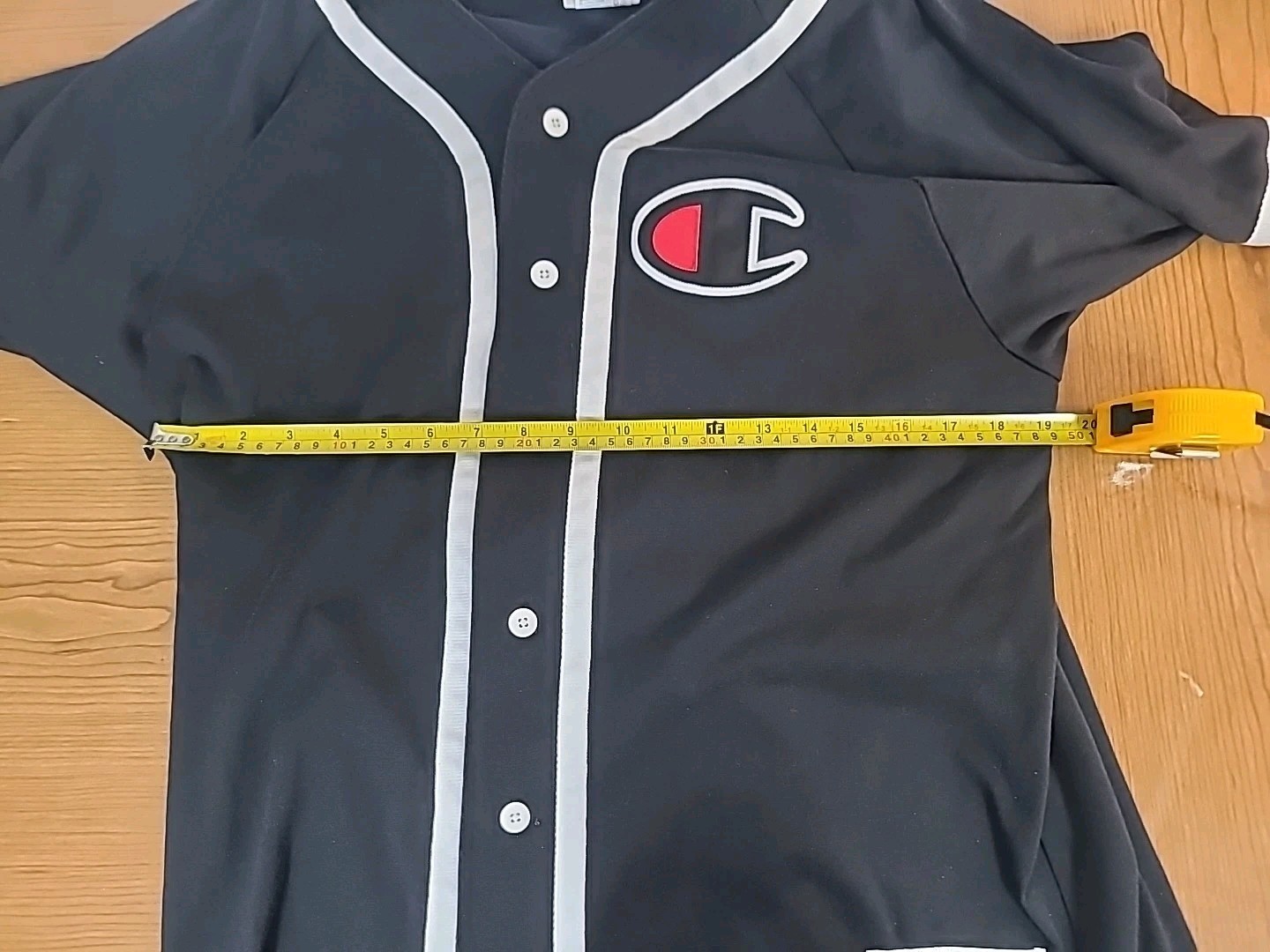 Champion Baseball Jersey Button Up Black White Trim Men’s Large L(44) Big C Logo