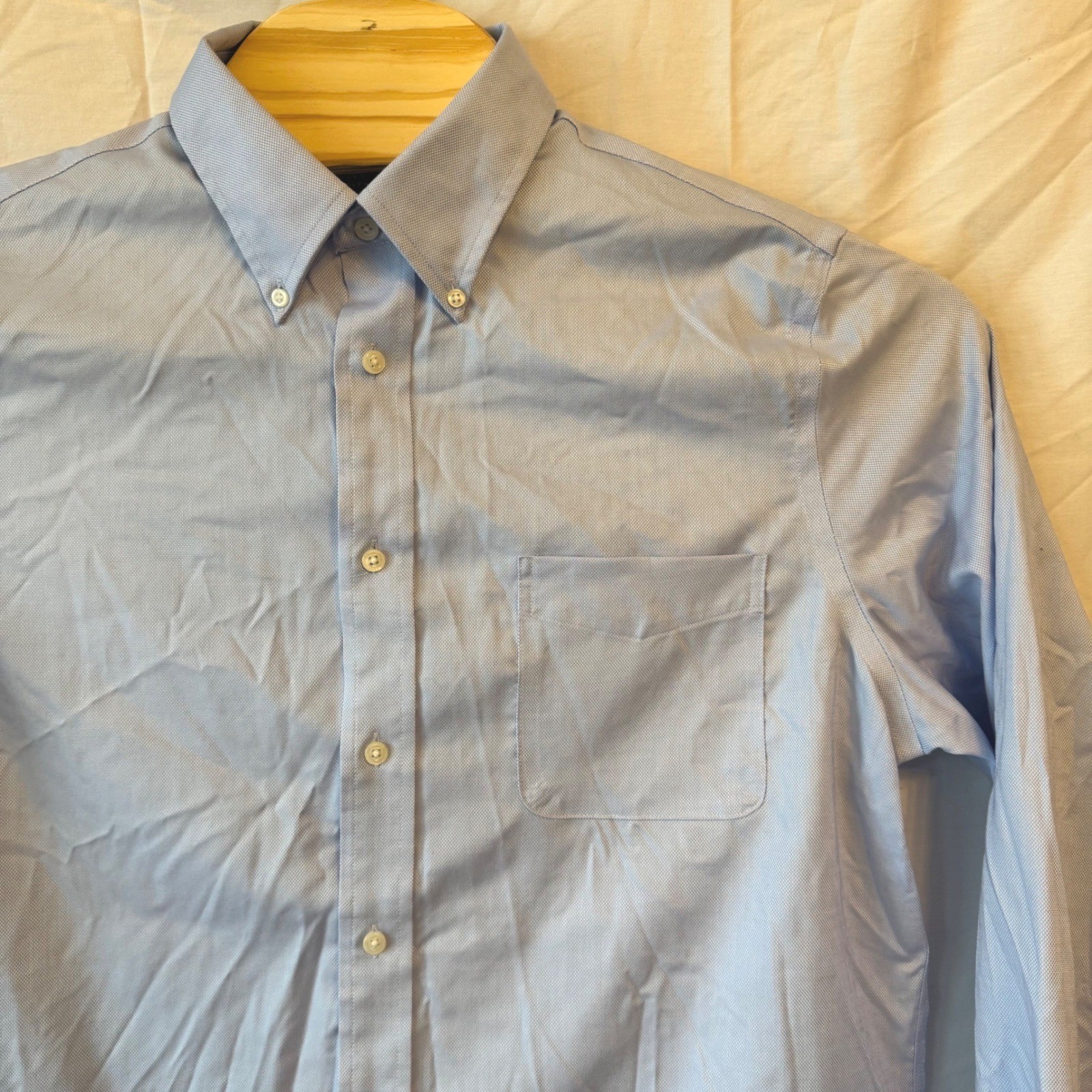 Lauren Ralph Lauren Mens Large Light Blue Stretch Fabric Regular Fit Dress Shirt