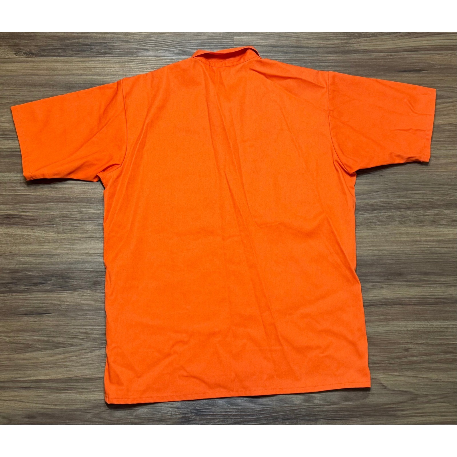 VTG Ben Davis Mens Half Zip Work Shirt Orange SS Heavy Duty USA Made Sz M