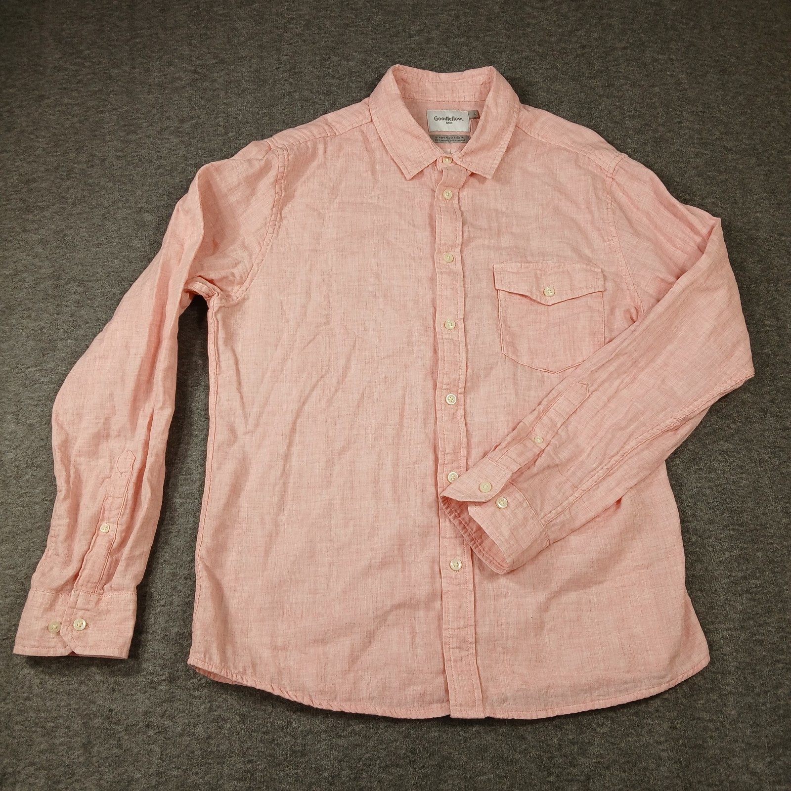Goodfellow & Co Standard Men’s Button Up Coral Color Long Sleeve Shirt L
