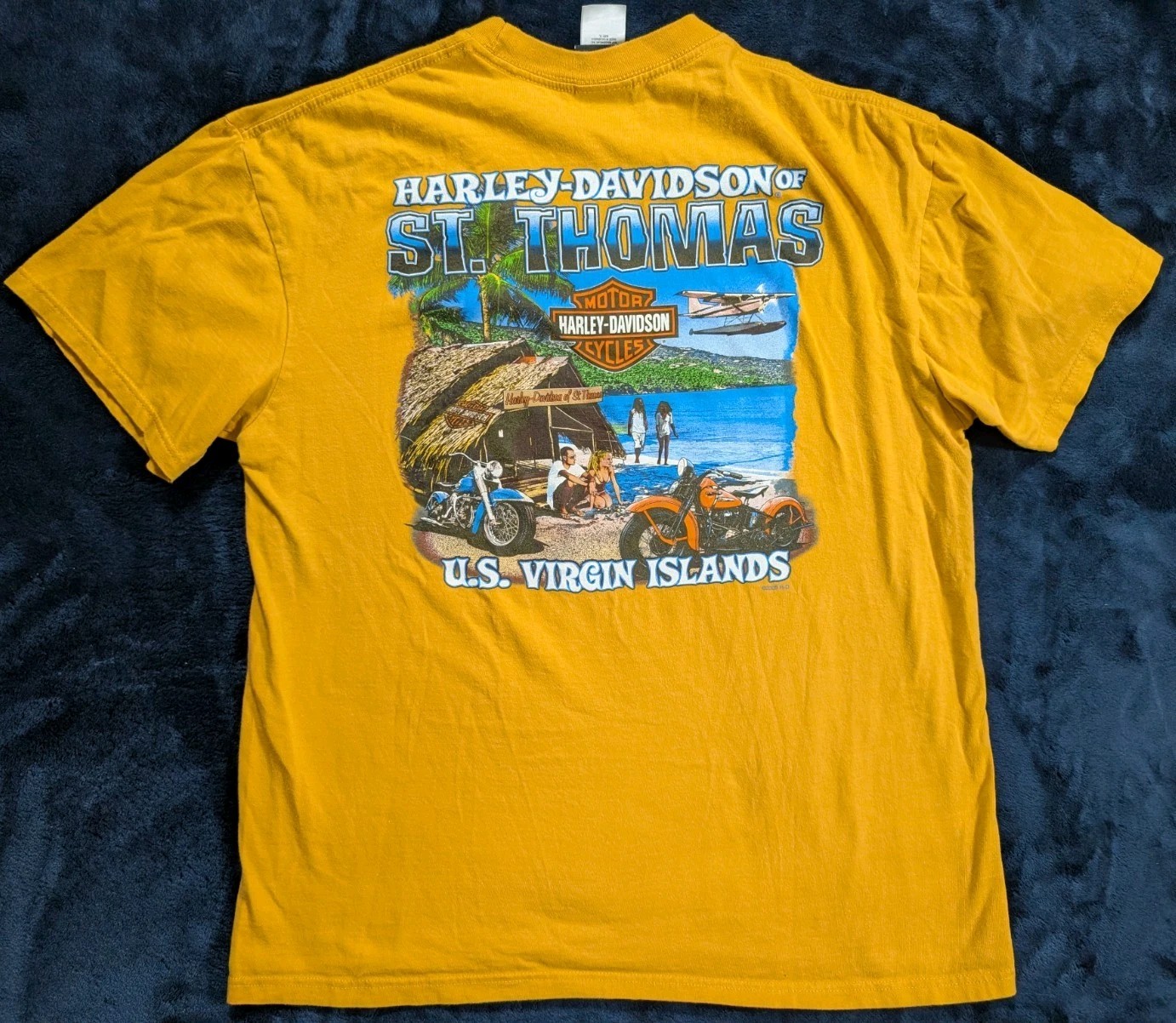 Harley Davidson St Thomas Virgin Islands Adult T Shirt Biker Orange Men’s XL