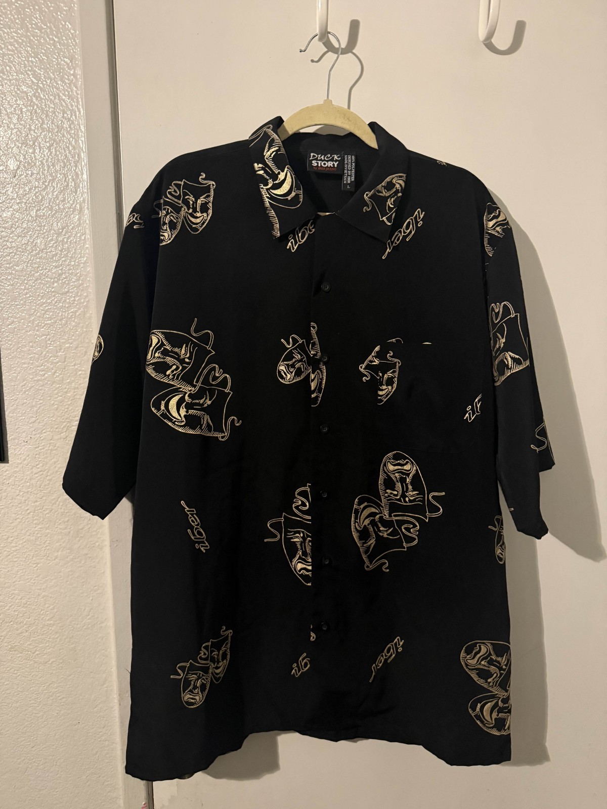 Iber Jeans Duck Story, Comedy/Tragedy Button-Up. (Size: L, fits like XL)