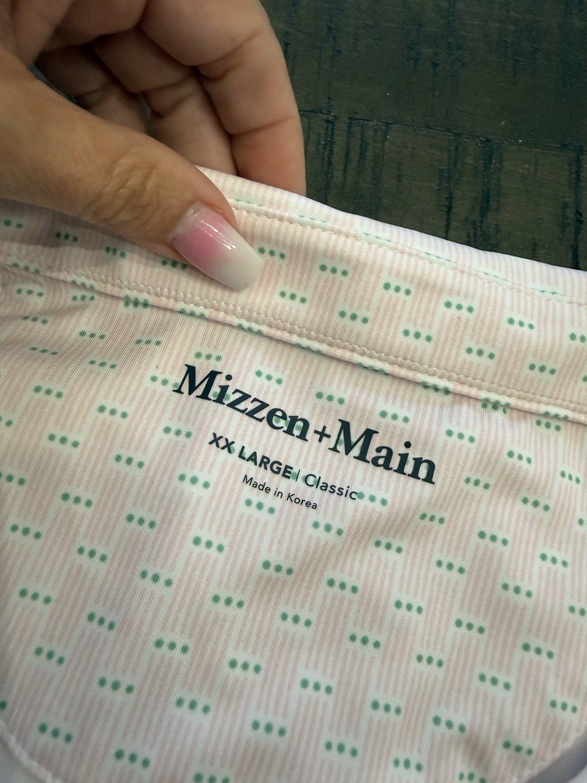 Mizzen+Main Classic Performance Polo Shirt Men’s XXL Pink Green Stretch Golf