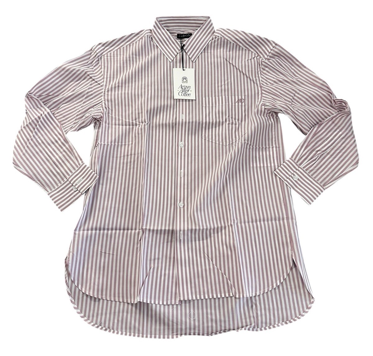 NEW Active After Coffee Everyday LS Button Up Striped Shirt Size Medium M NWT