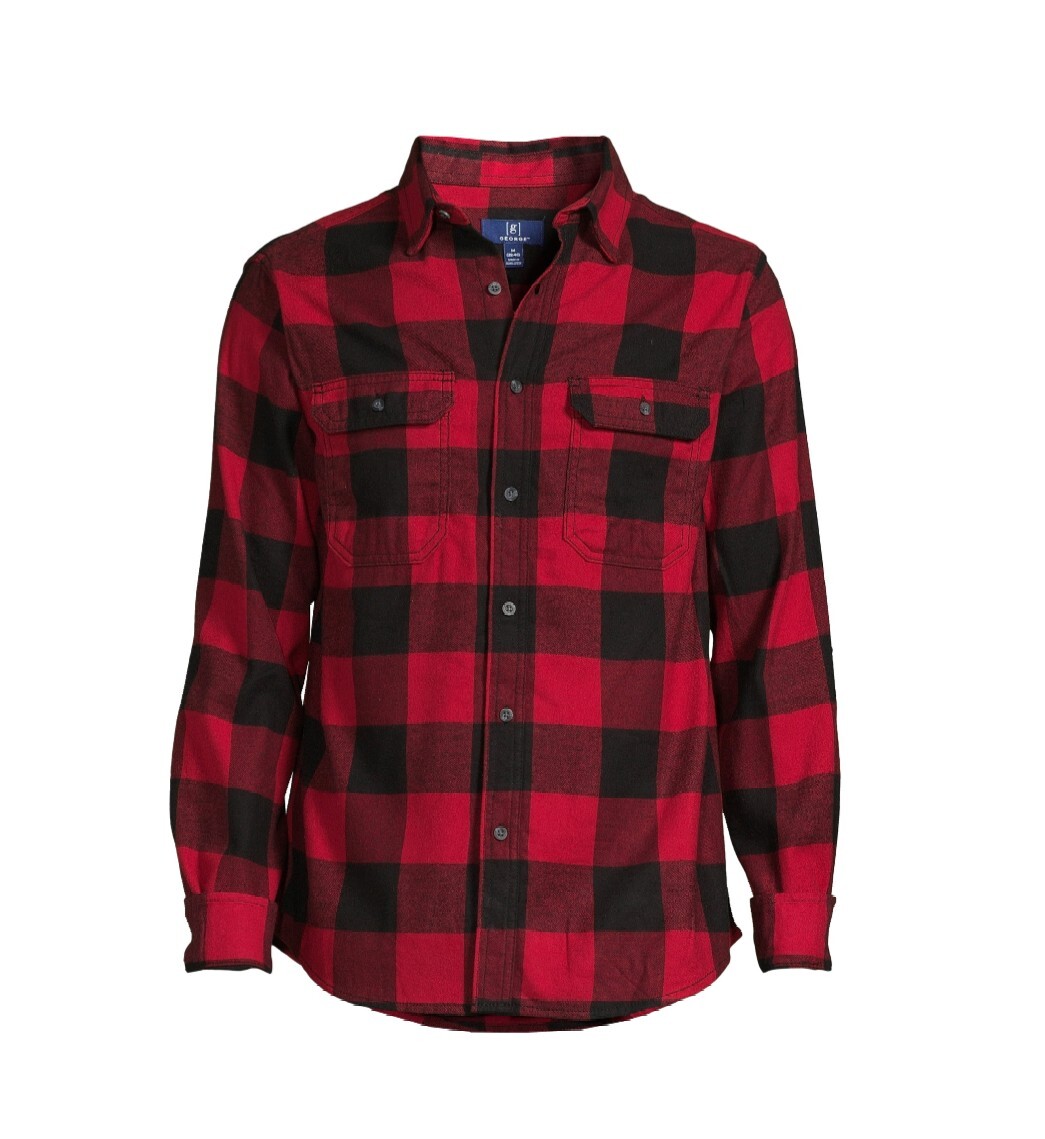 NWT Mens 3XLT George Tall Long Sleeve Super Soft Buffalo Red Plaid Flannel Shirt