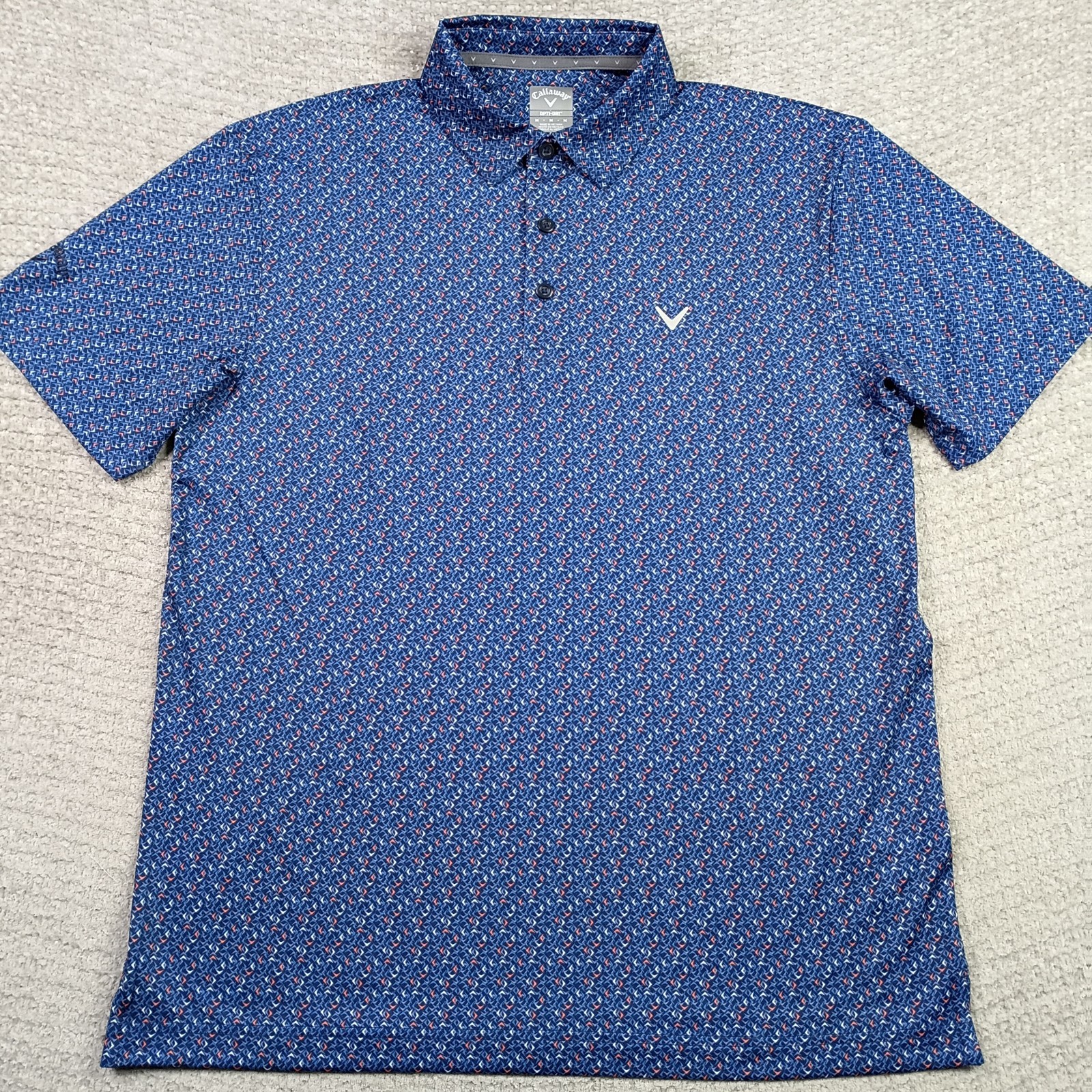 Callaway Opti-Dri Polo Shirt Mens Medium Multi Color Golf All Over Print New