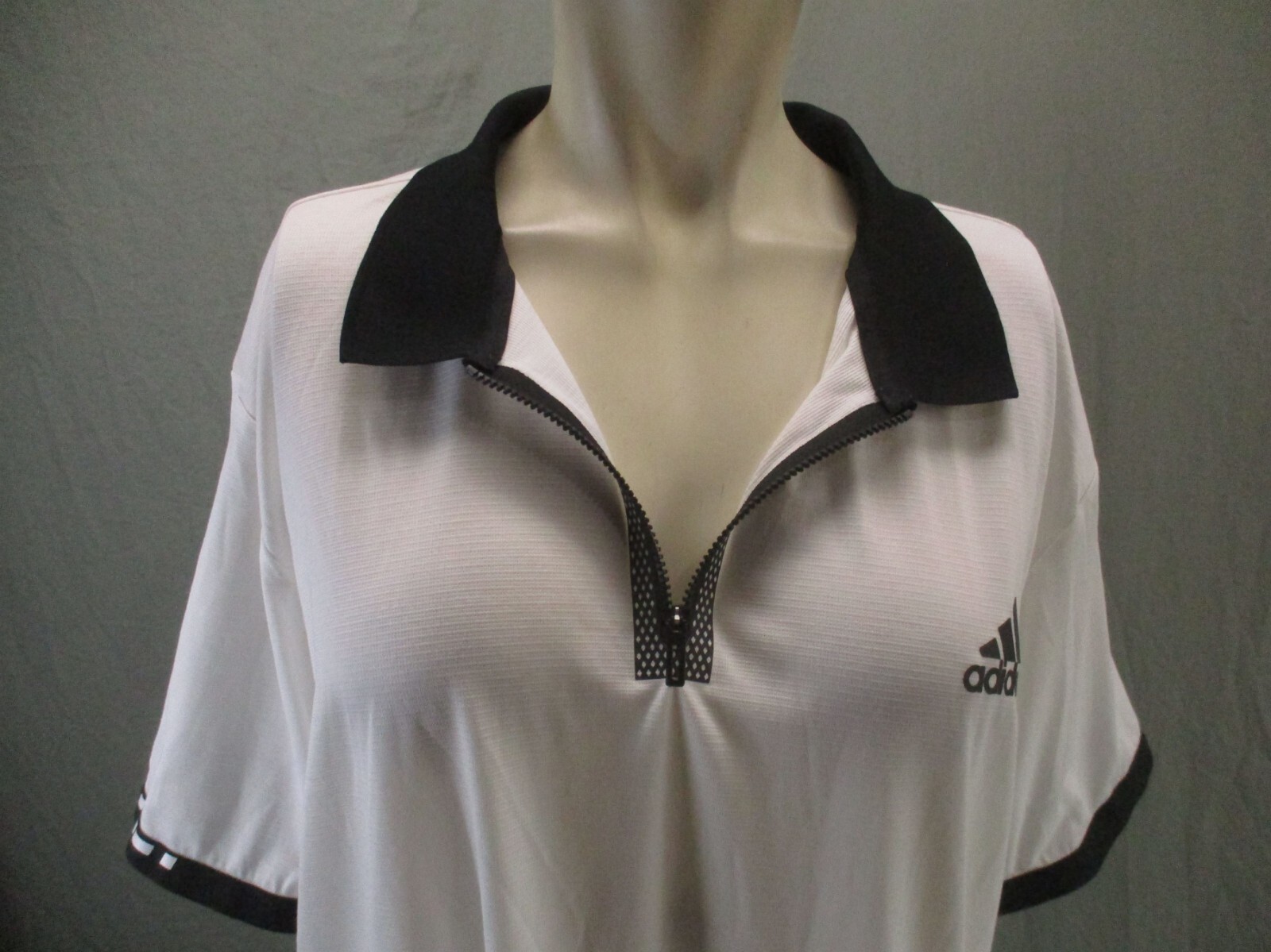 ADIDAS CLIMALITE Size XL Mens White 1/2 Zip Collared Short Sleeve Polo Shirt 493