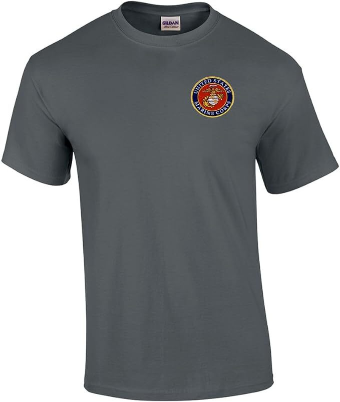 US Marine Corps Embroidered T-Shirt Dark Gray USMC Licensed -all sizes-