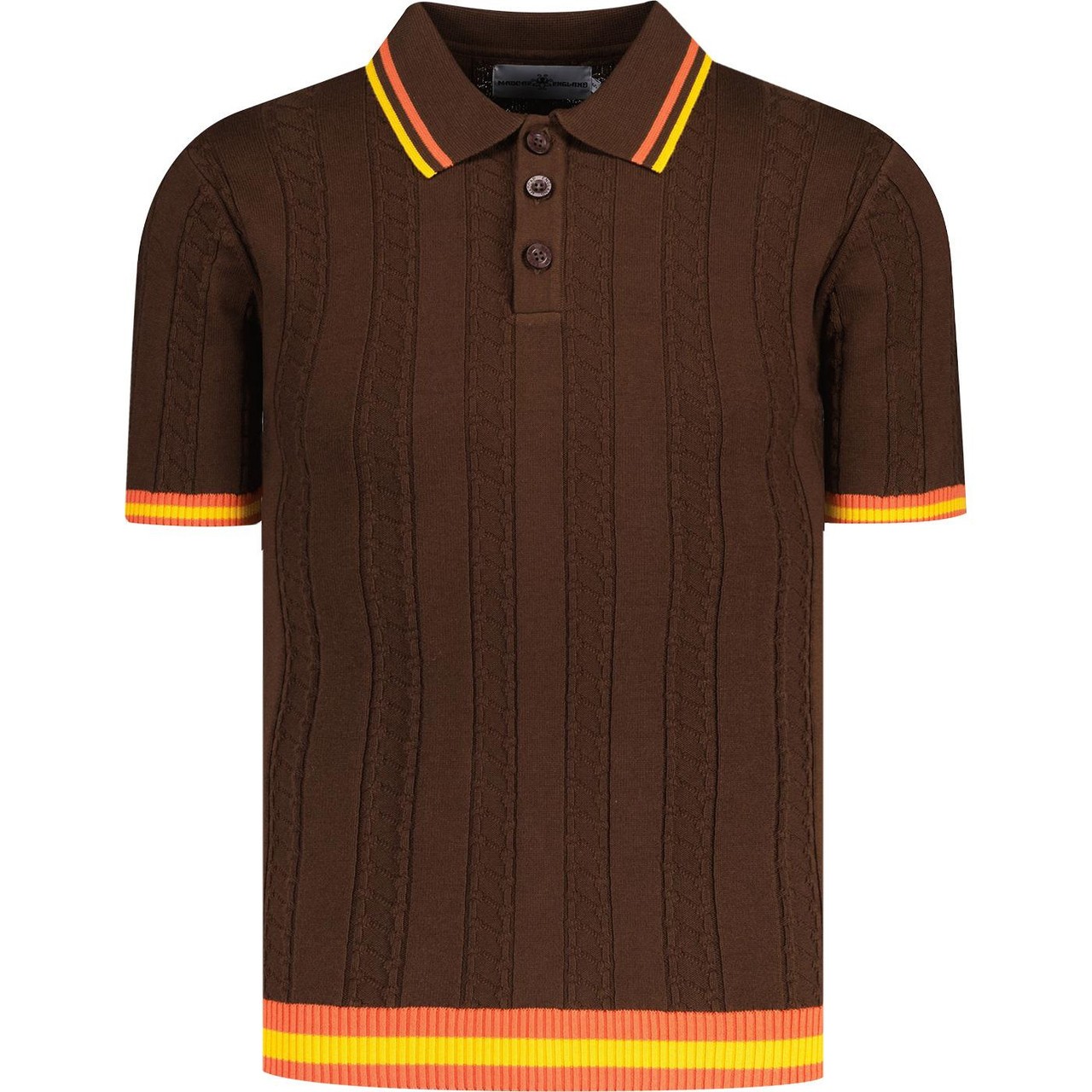 NEW MENS MOD RETRO 60s 70s MADCAP SHORT SLEEVE CABLE KNIT POLO SHIRT MC1128