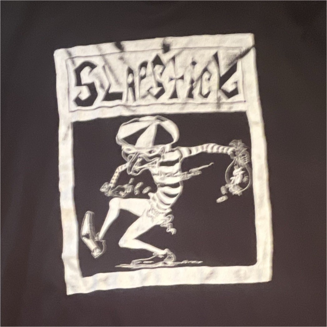 M&O Gold Men’s Black Slapstick Skeleton Graphic Print XL Crew Neck Tee 4800