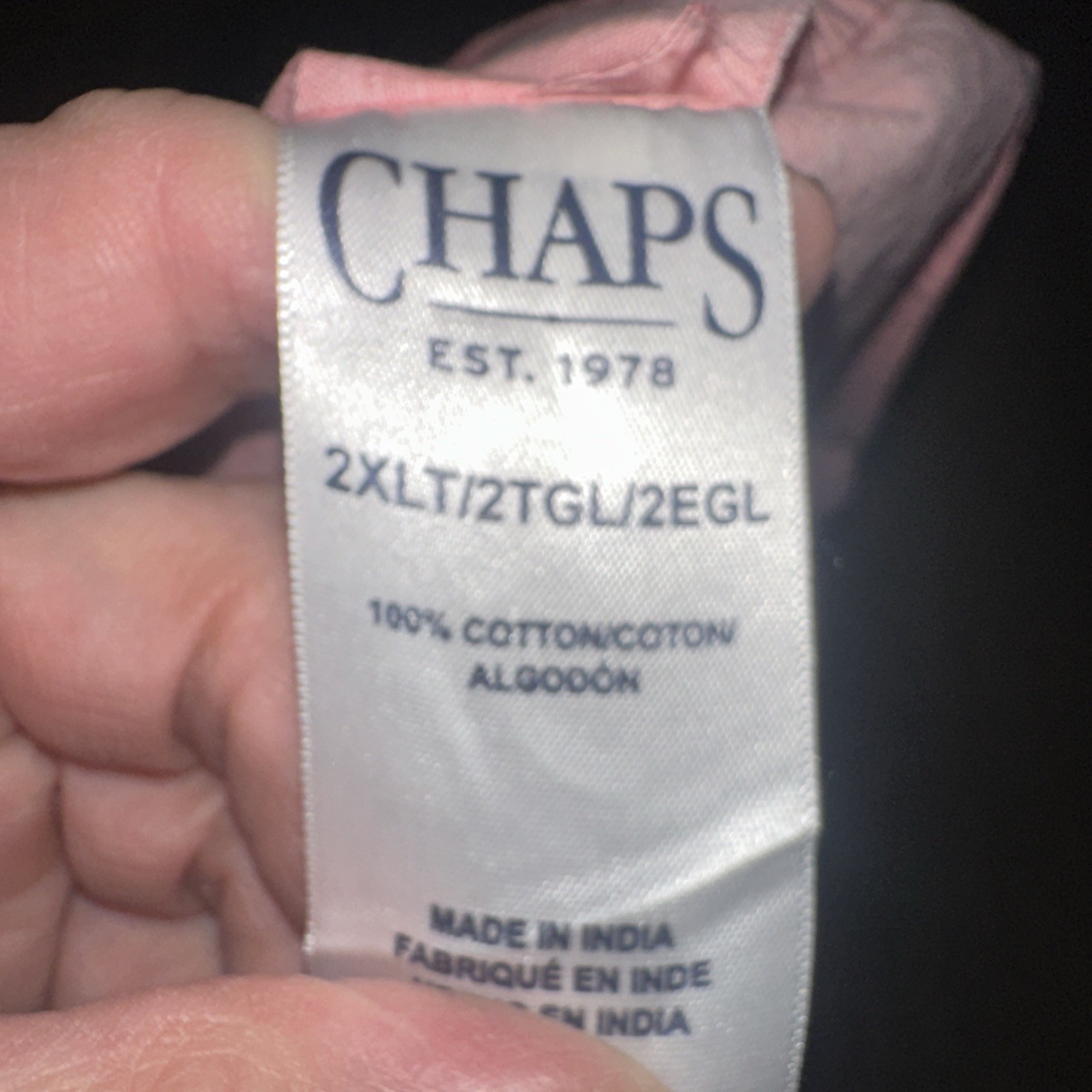 Chaps Men’s Seacoast Wash S/S Button Shirt Cotton Pink Big & Tall 2XLT Preppy