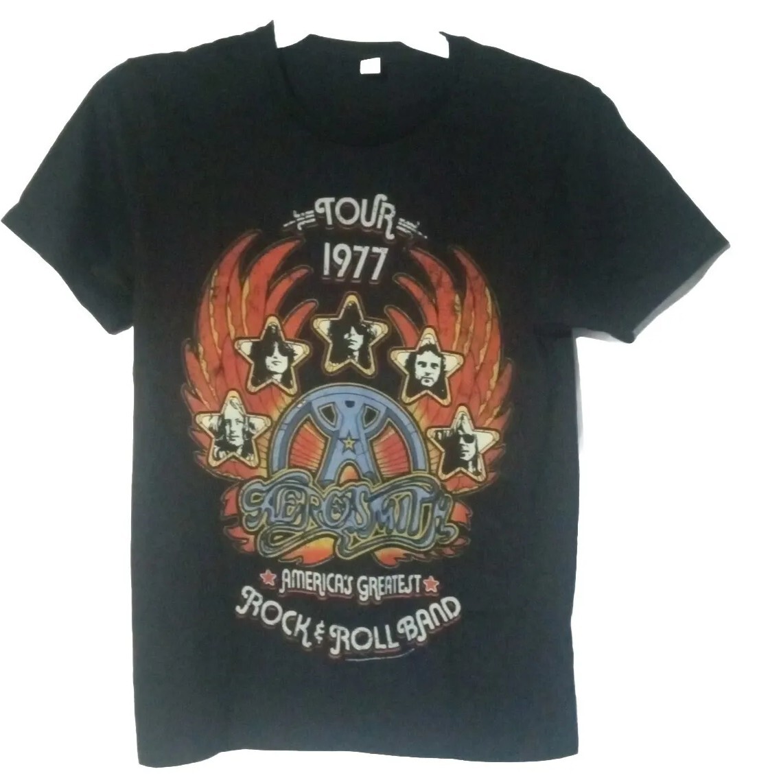 Aerosmith America’s Greatest Tour 1977 Men’s T Shirt Rock & Roll Band Concert- M