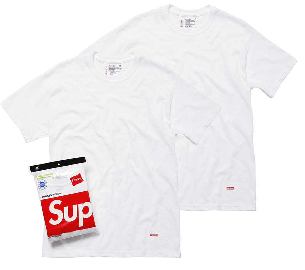New – Pack of 2 – Supreme x Hanes Tagless Tees T-Shirt White – Size Small