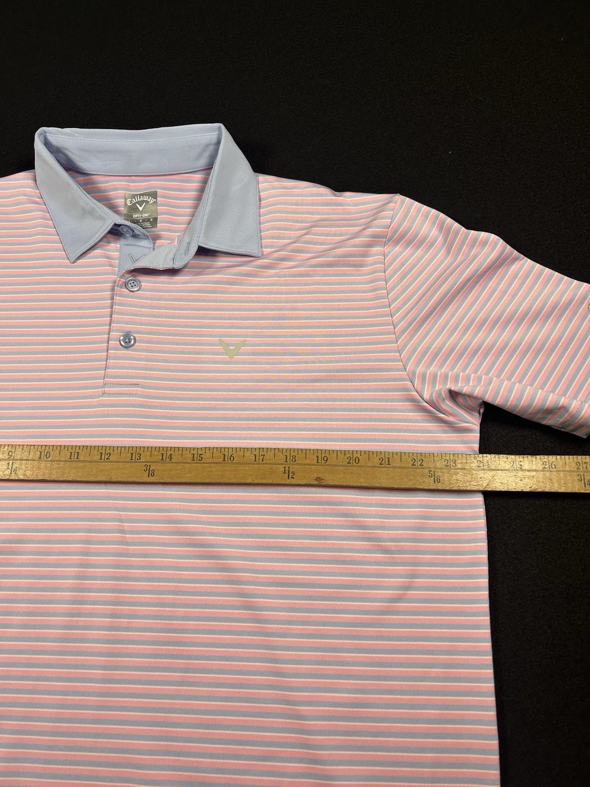 Callaway Opti-Dri Men’s L Pink/Purple Striped Polo Short Sleeve Logo (1047)