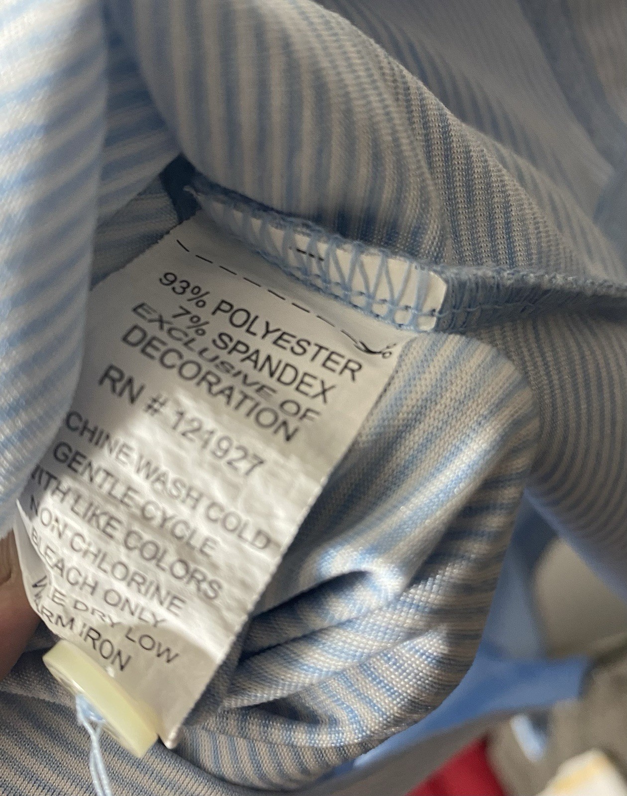 johnnie-O Men’s Sz L Blue/White Striped Stretch Polyester/Spandex Polo