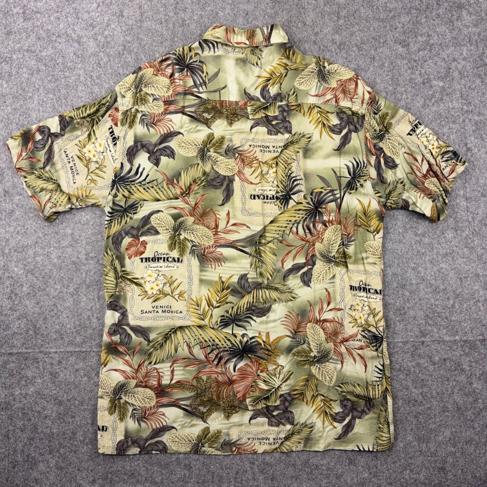 VTG Campia Moda Shirt Mens Medium Tropical Venice Santa Monica Rayon Aloha 90s