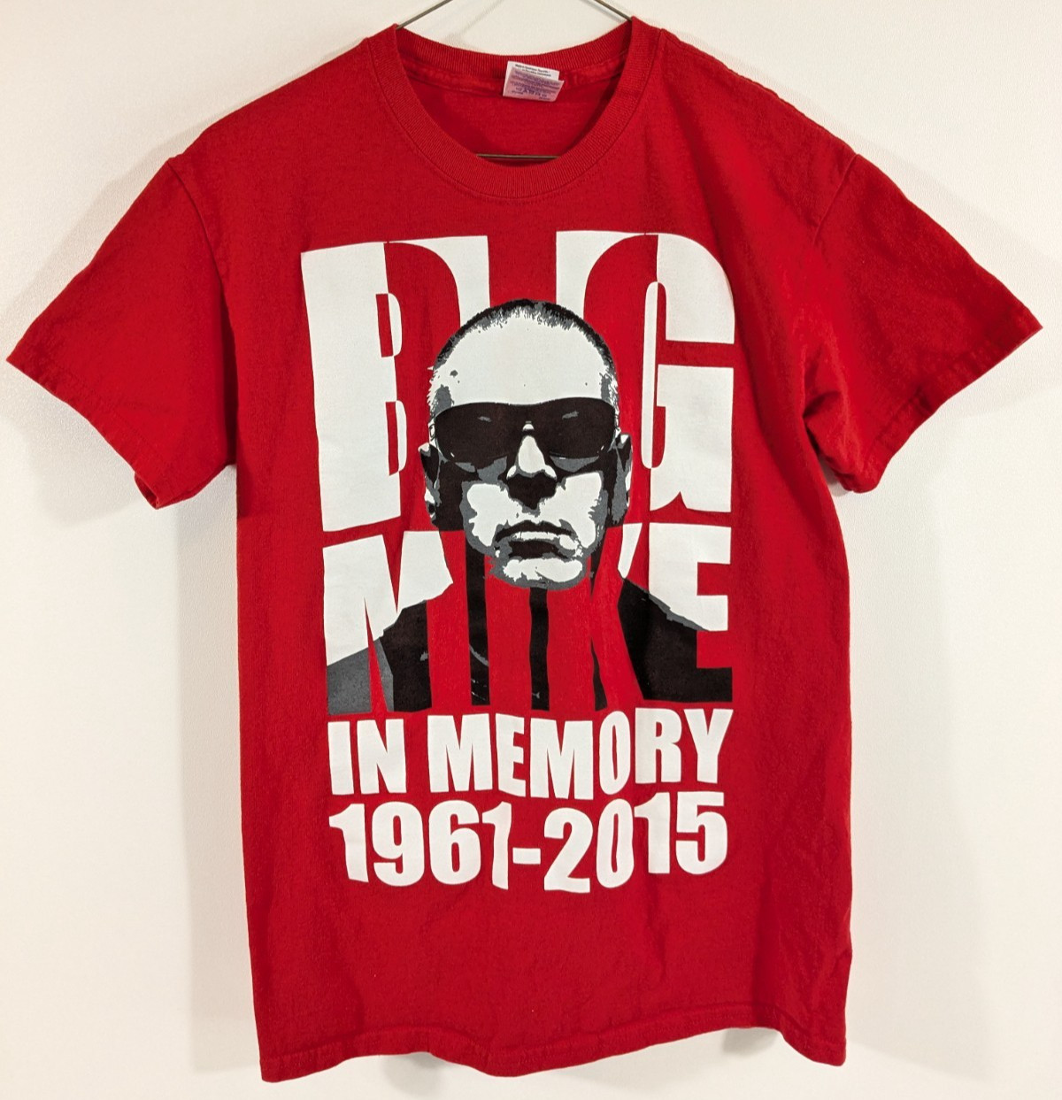 Small Big Mike In Memory 1961-2015 H.A. Support 81 Short Sleeve Red Biker Shirt