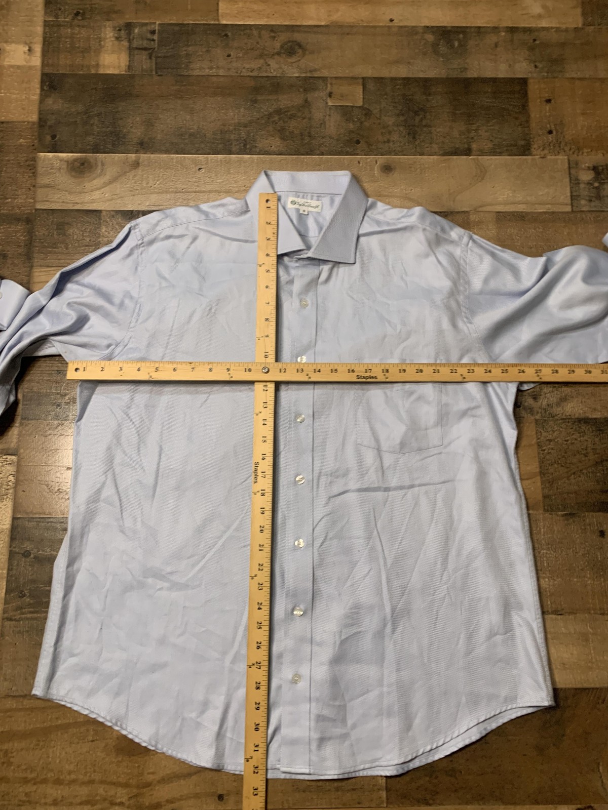 Loro Piana Fabric Dress Shirt Mens 18 Light Blue Stripe Long Sleeve Pocket