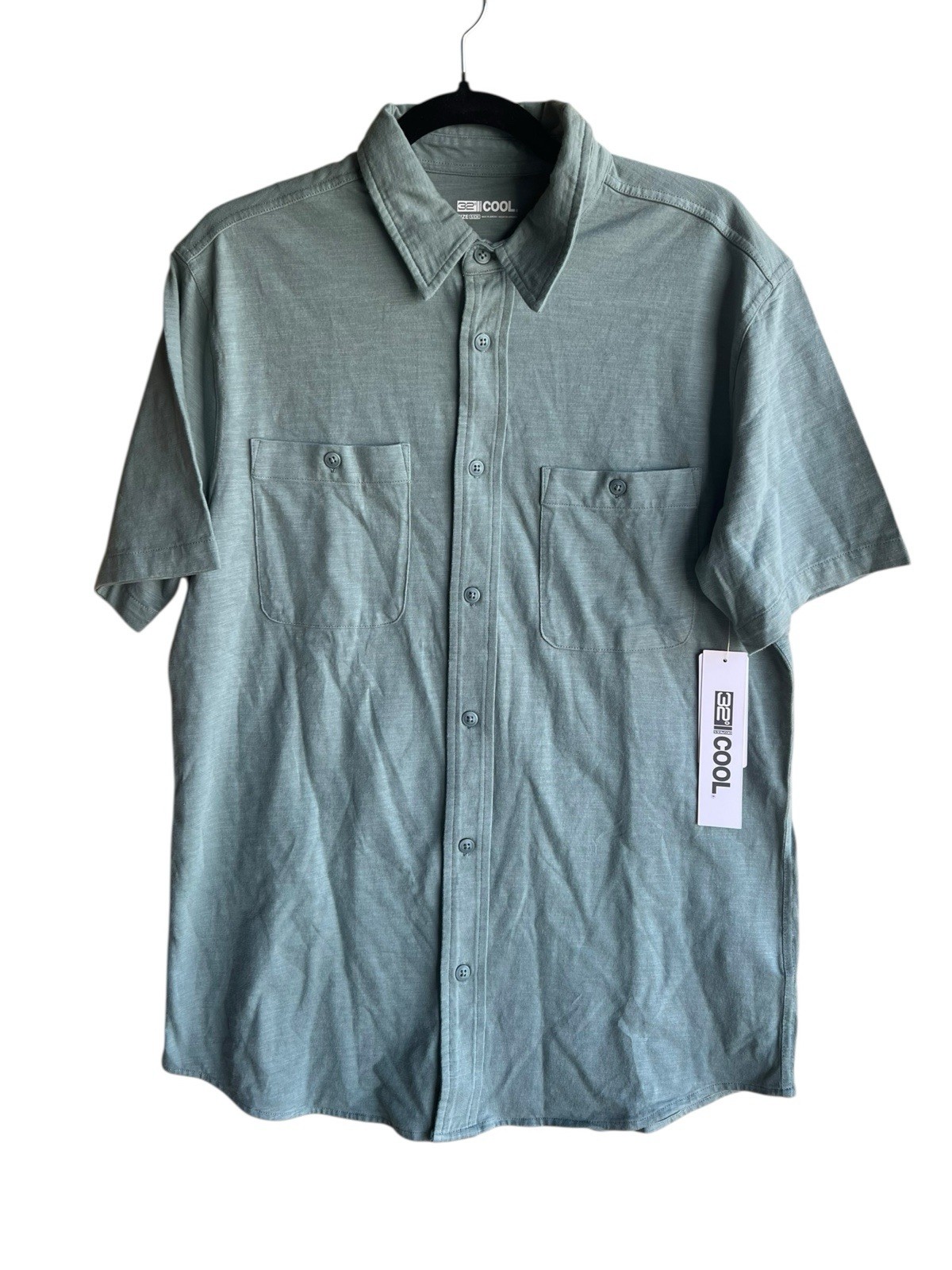 Men’s 32 Degrees Cool Trail Mist Button Up Short Sleeve Shirt Size Small New