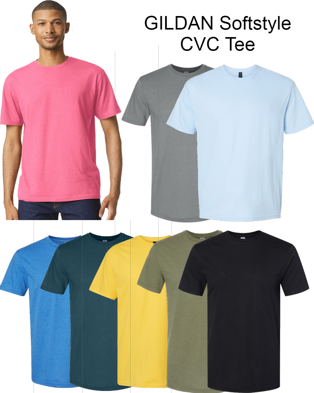 NEW Gildan Men’s Softystyle CVC Short Sleeves Plain T-shirt 67000 (G670)
