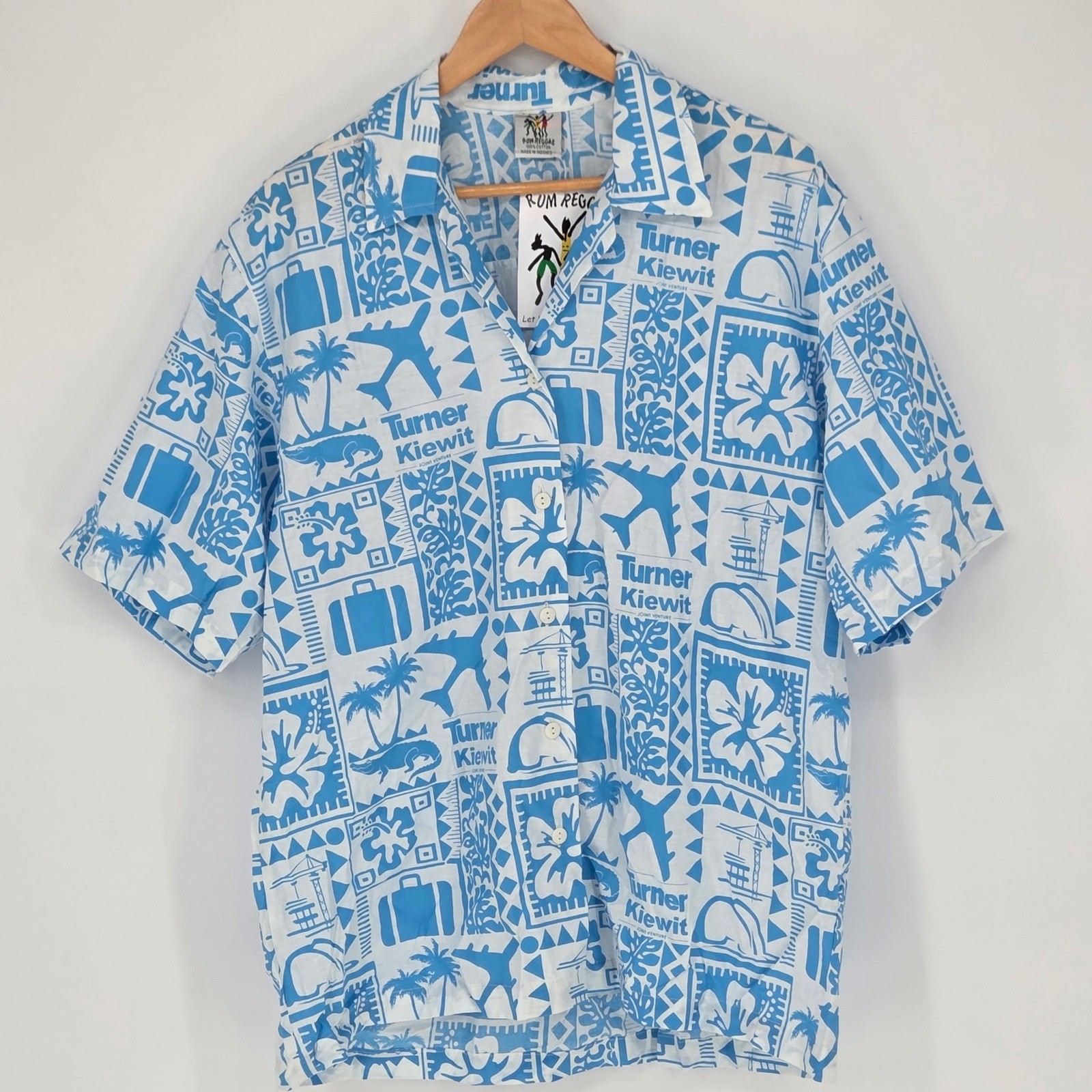 Rum Reggae Batik Shirt Mens XL Blue White Tropical Cotton NWT Fashion Streetwear