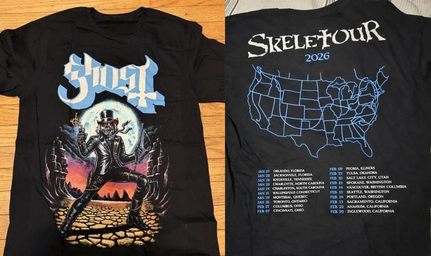Ghost Skeletour World Tour 2026 Cowboy Papa Graphic T-Shirt