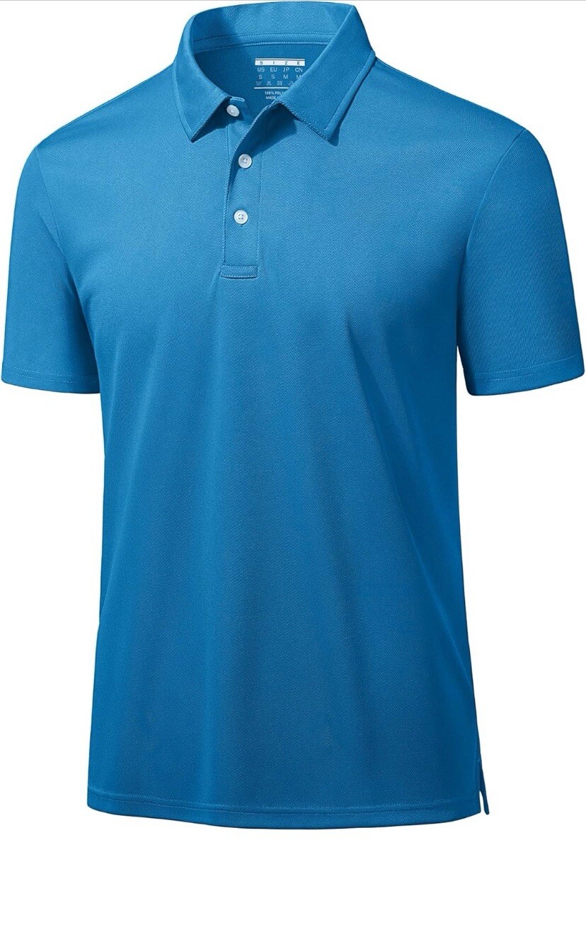 MAGCOMSEN Men’s Polo Shirts 3 Buttons Casual Work T Shirts Blue Grey Size M