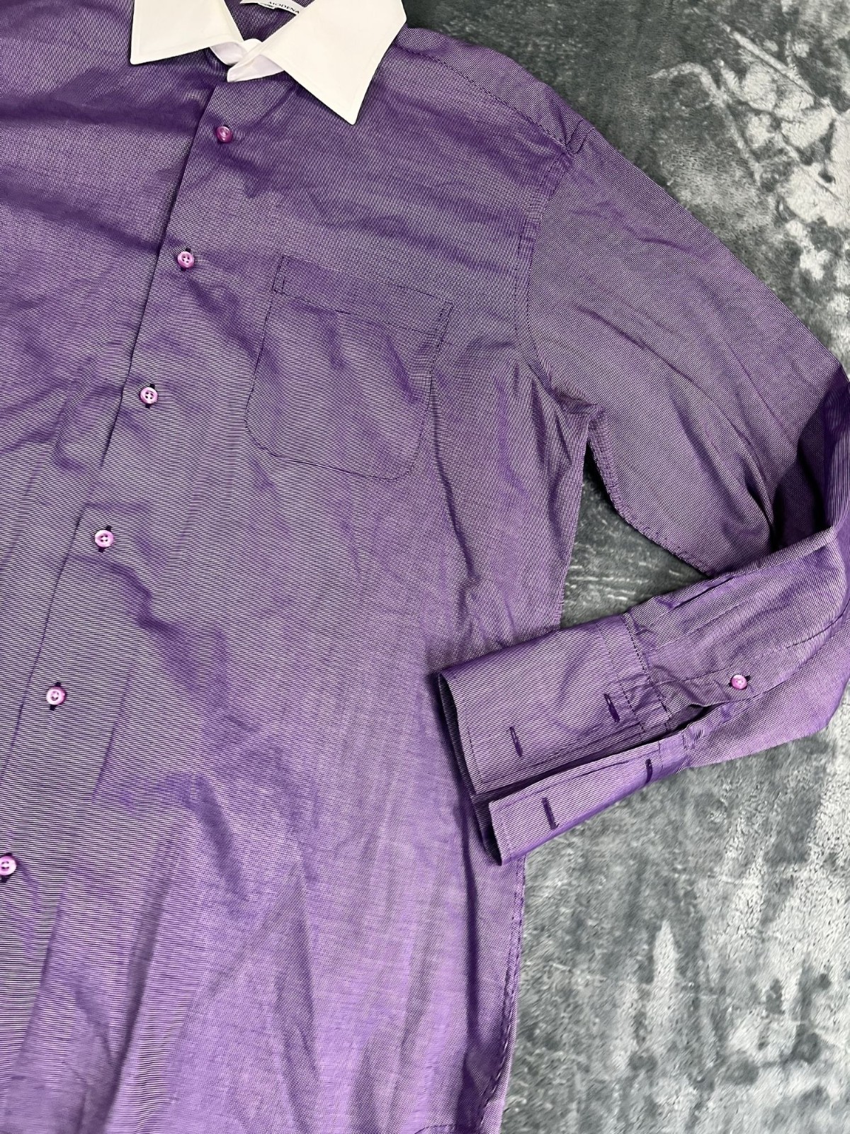 Modena Mens Purple White Contrast Collar Dress Shirt XL 17.5 34/35