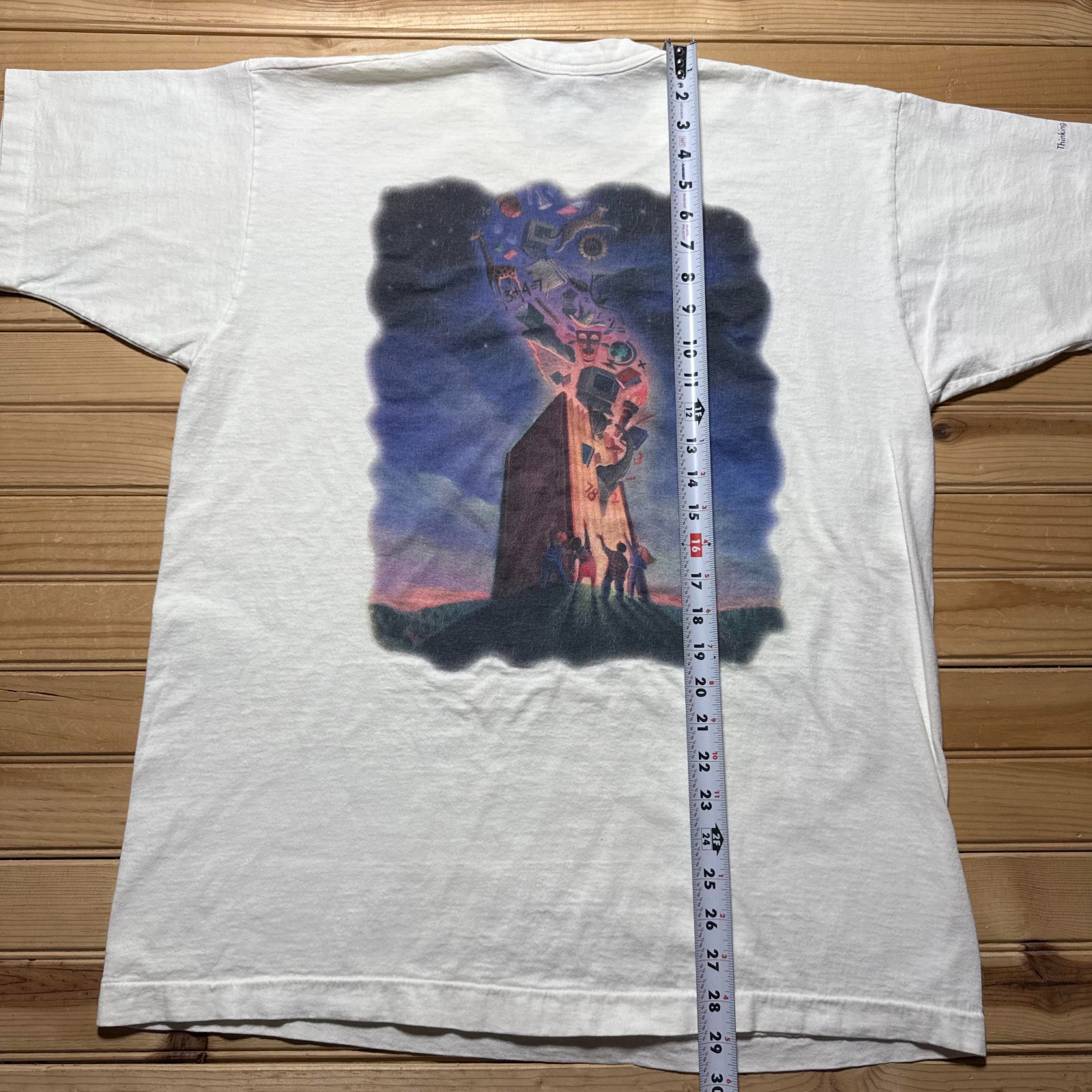 Vintage 90s Rigby Interactive Library Obelisk Digital Art T-Shirt USA – Size XL