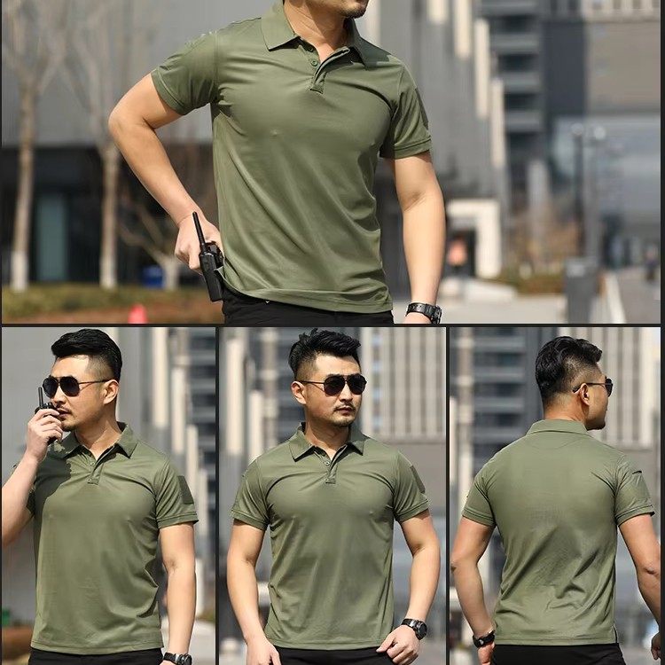Men’s Tactical Polo T-Shirt Quick Dry Combat Short Sleeve Team Work Casual Shirt