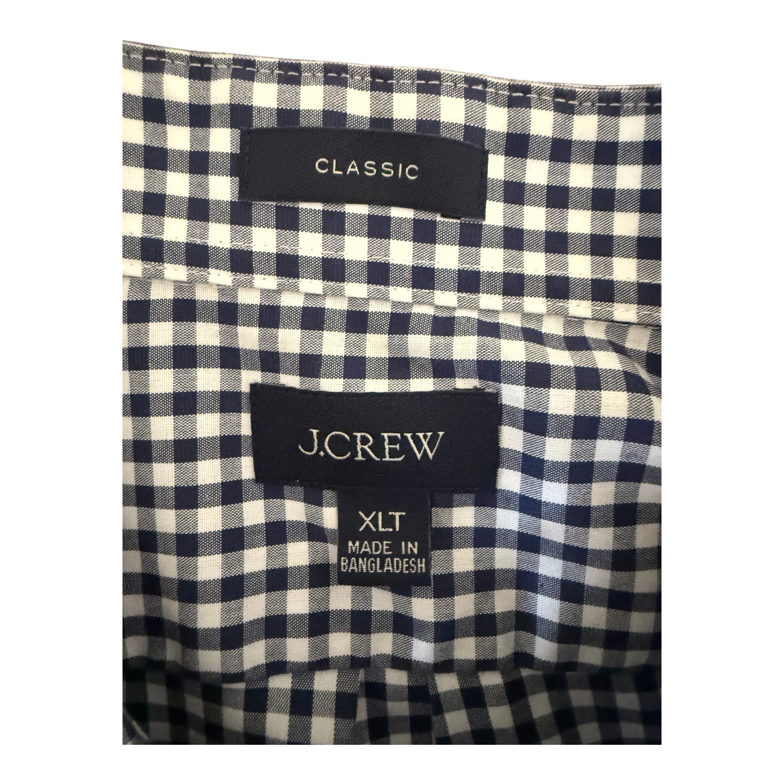 J.Crew Classic Blue White Gingham Button Down Shirt Men’s XLT Cotton