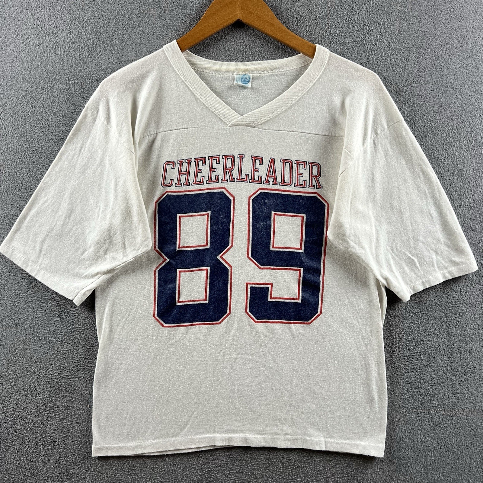Vintage Cheerleader Shirt Adult Large White 80s Raglan 3/4 Sleeve Baseball Tee