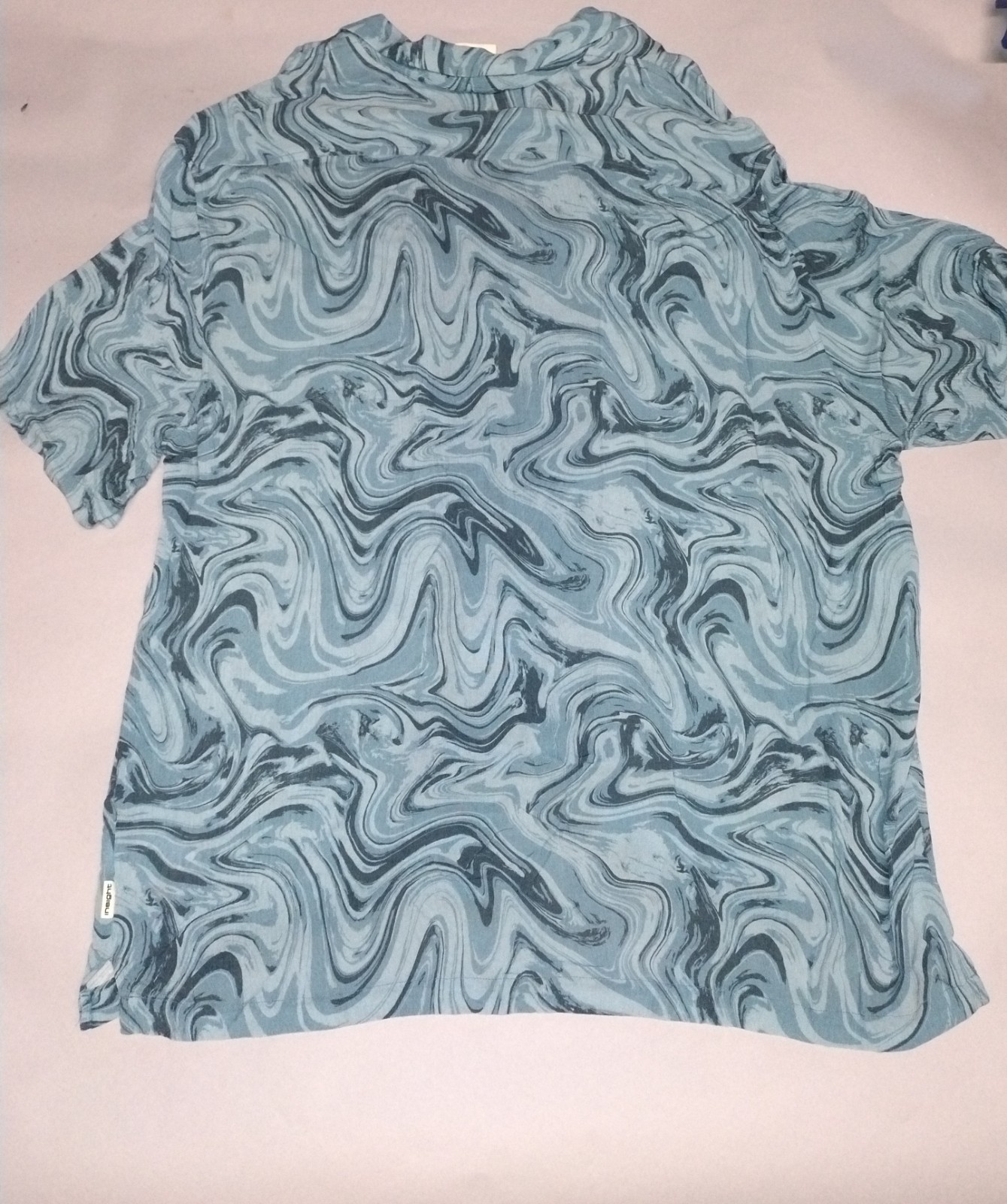 Insight Resort Shirt XL Blue Marble Swirl Camp Collar Button Up Short Sleeve