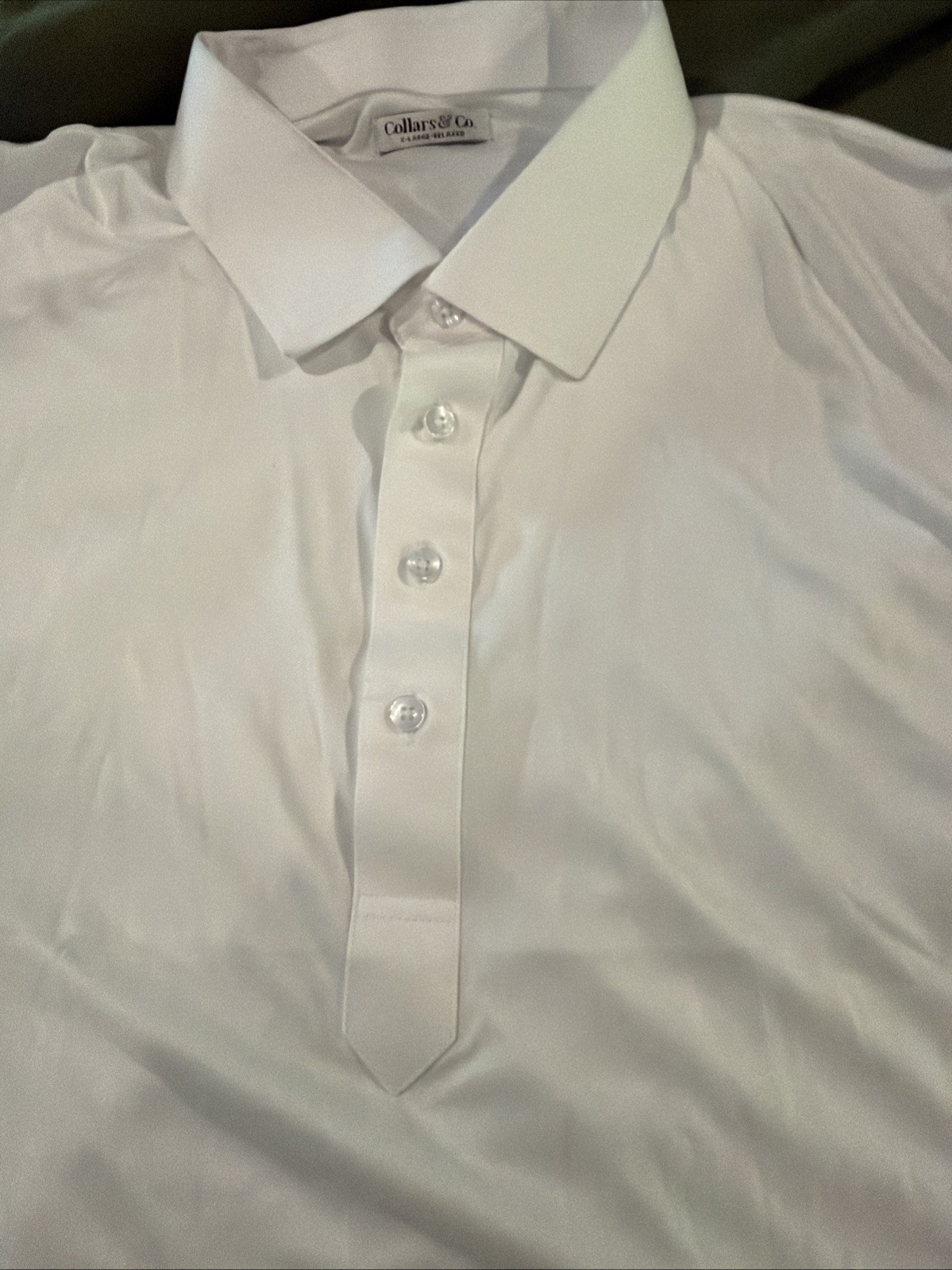 NWOT Collars & Co Dress Polo Shirt Men XL Solid White Relaxed Fit Spread Collar
