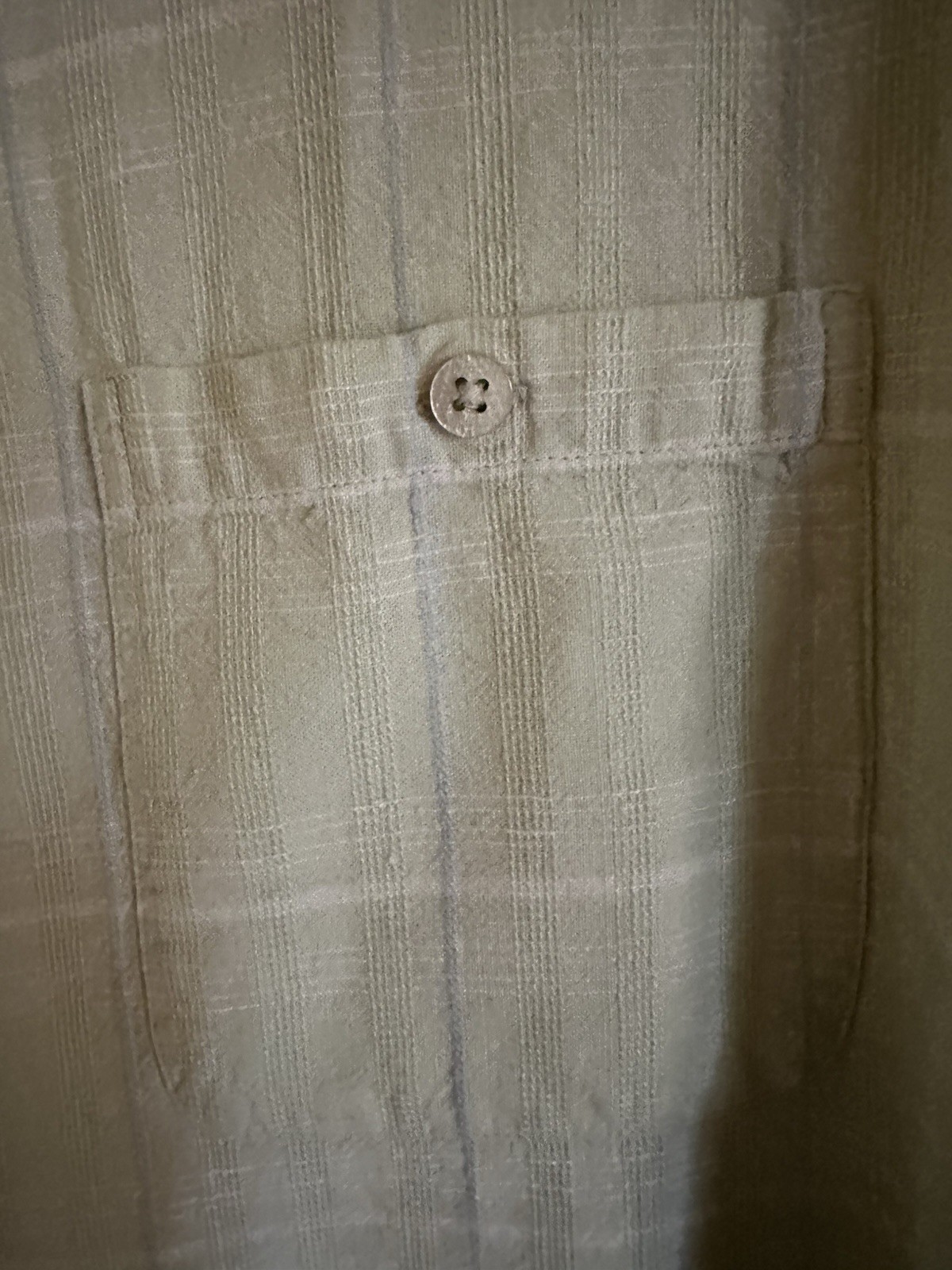 Saddlebred Men’s Shirt SZ 3XLT Washable Linen Blend Lt Green Window Pane SS EC
