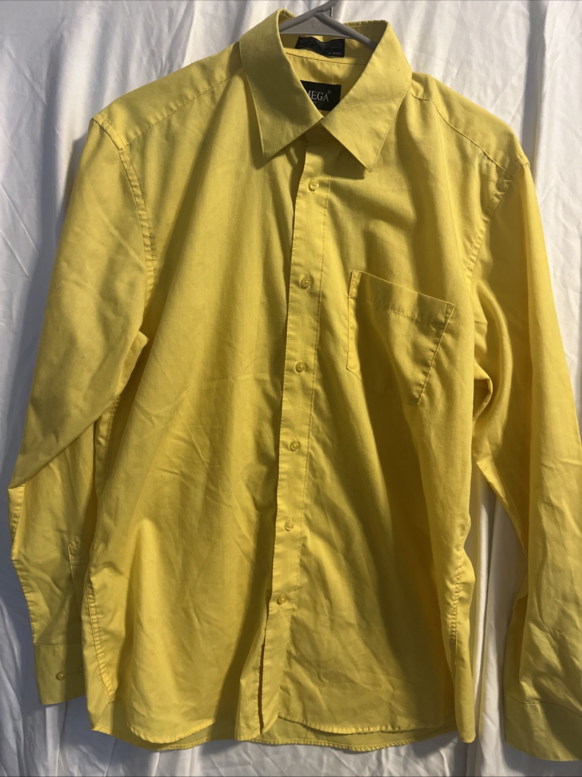 Omega Mens Dress Shirt Size XL Bright Yellow Business Formal Party Italy 1