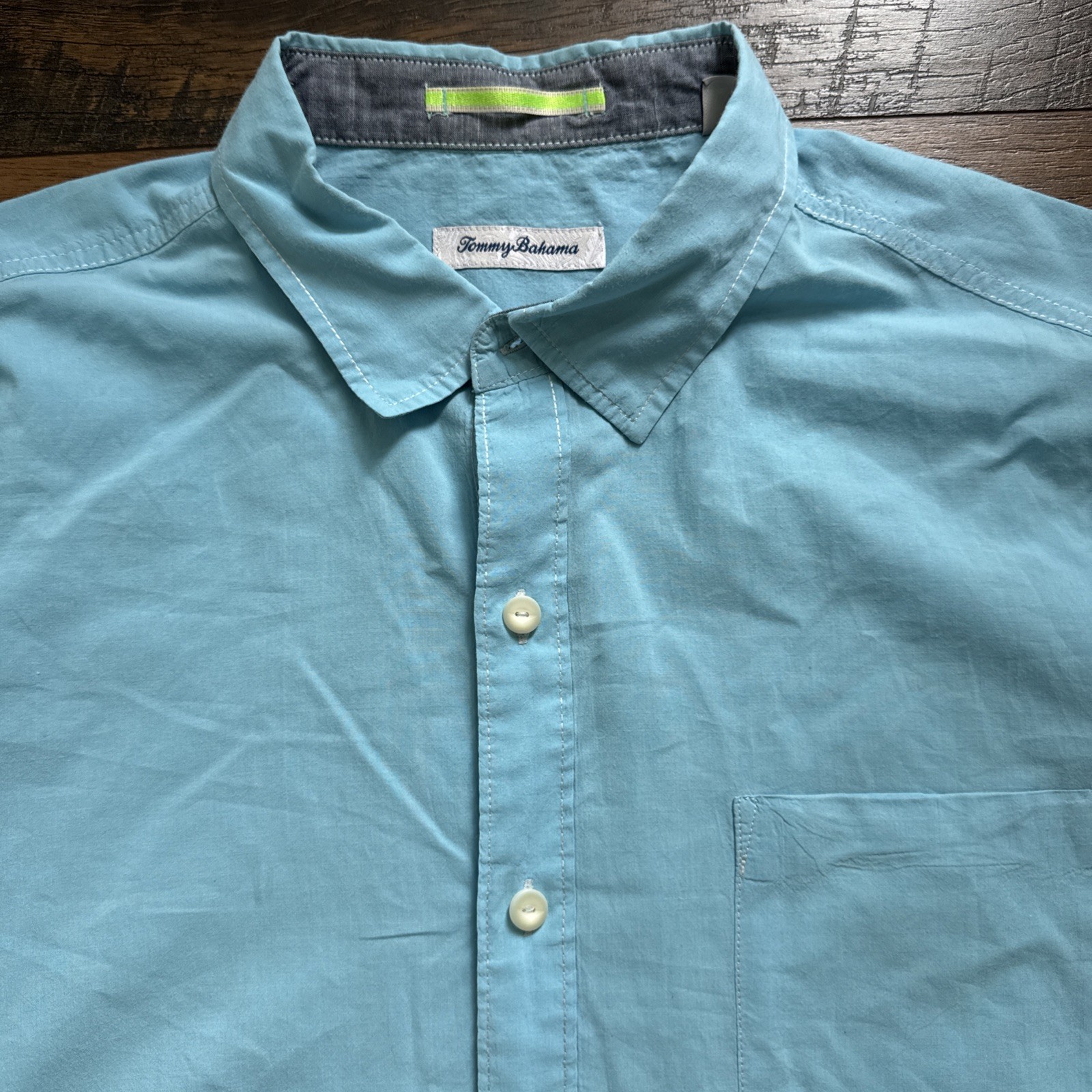 Tommy Bahama Shirt XL Mens Lightweight Cotton Button Up Camp Shirt Blue D5