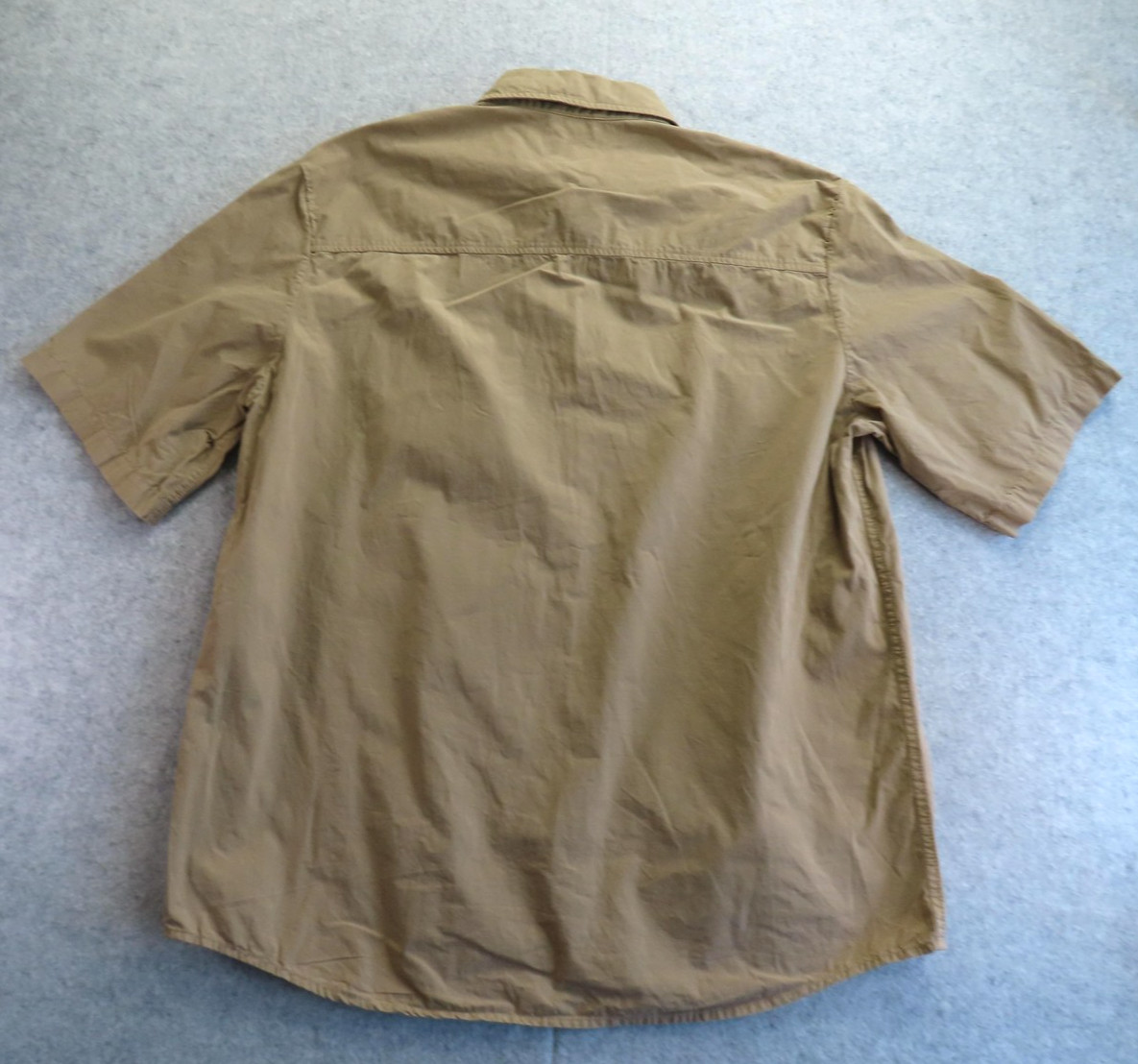 A.P.C. Shirt Mens 2XL Beige Safari Canvas Utility Cotton Short Sleeve Button Up