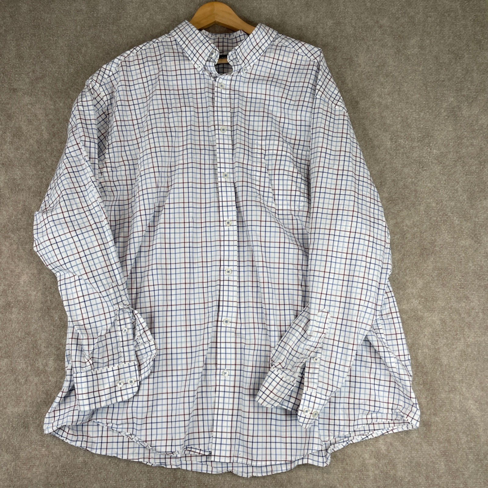 Roundtree & Yorke 3XB Plaid Button Down Long Sleeve Dress Shirt Men