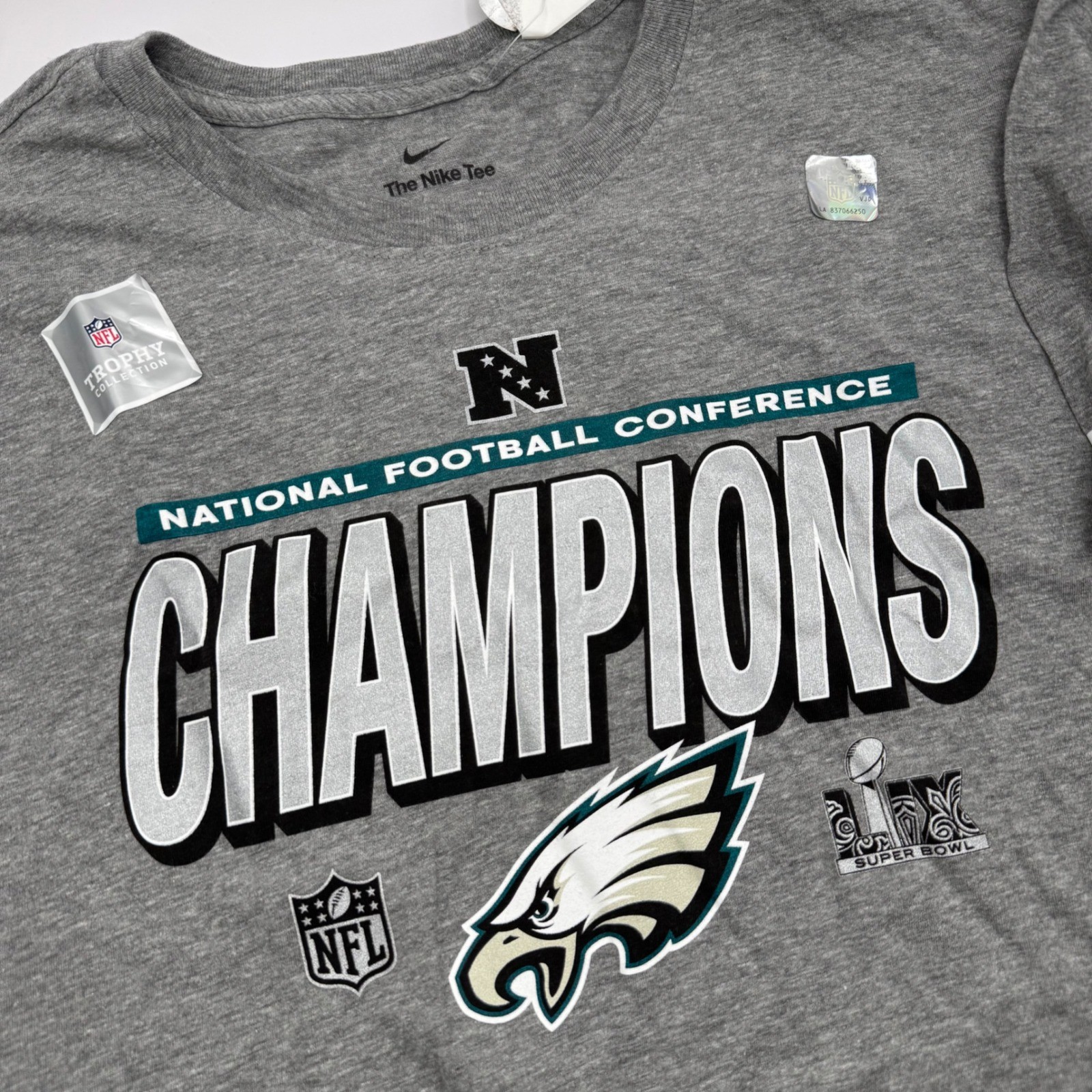 Nike T-Shirt Mens Large Gray Philadelphia Eagles NFC Champions Super Bowl LVII