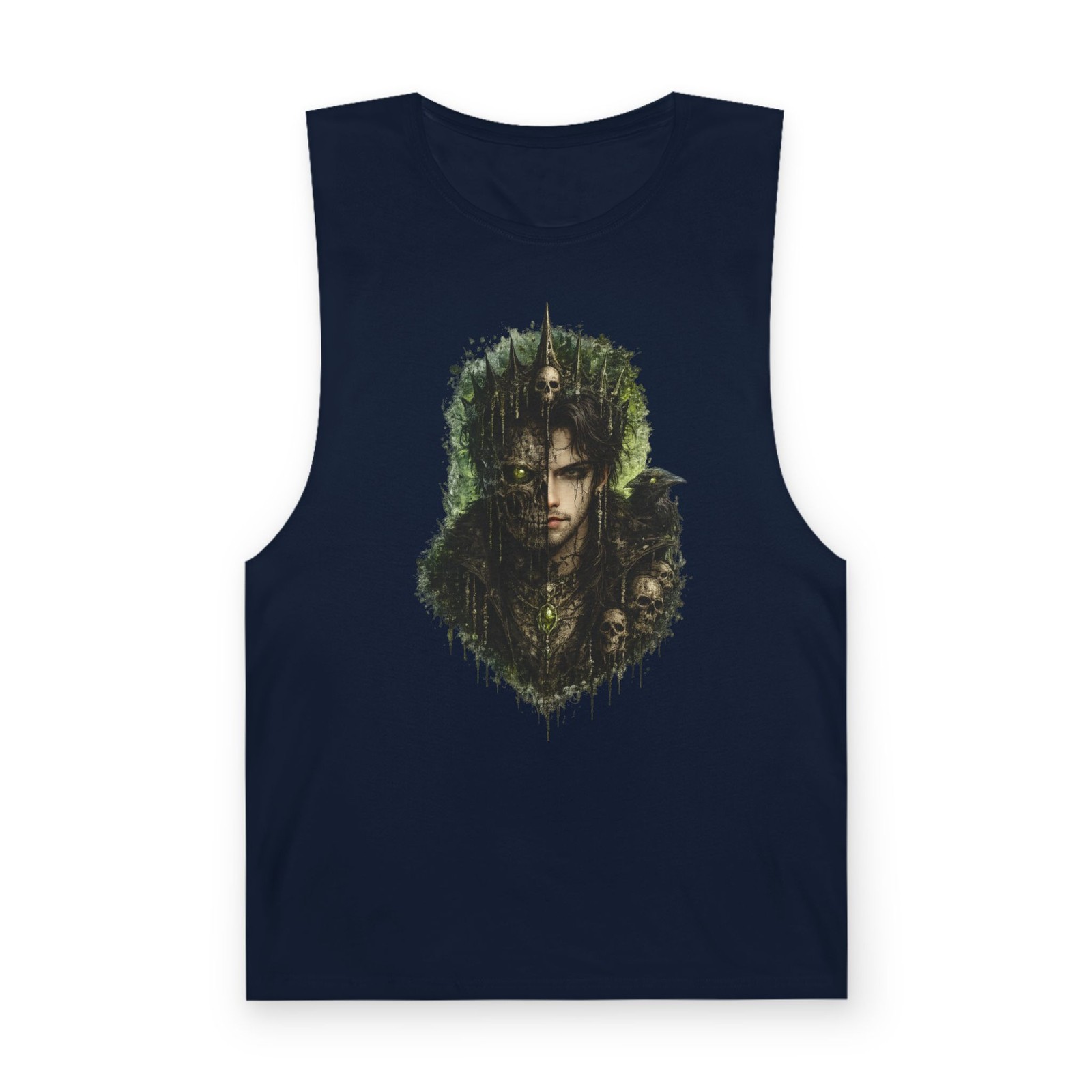 Half Skull Gothic Warrior T-Shirt | Dark Fantasy Graphic Tee | Gothic Streetwear