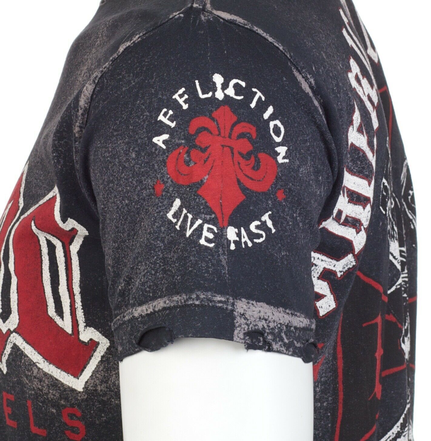 AFFLICTION Mens T-shirt American Customs Iron Skull Regular Fit Black S-3XL NWT