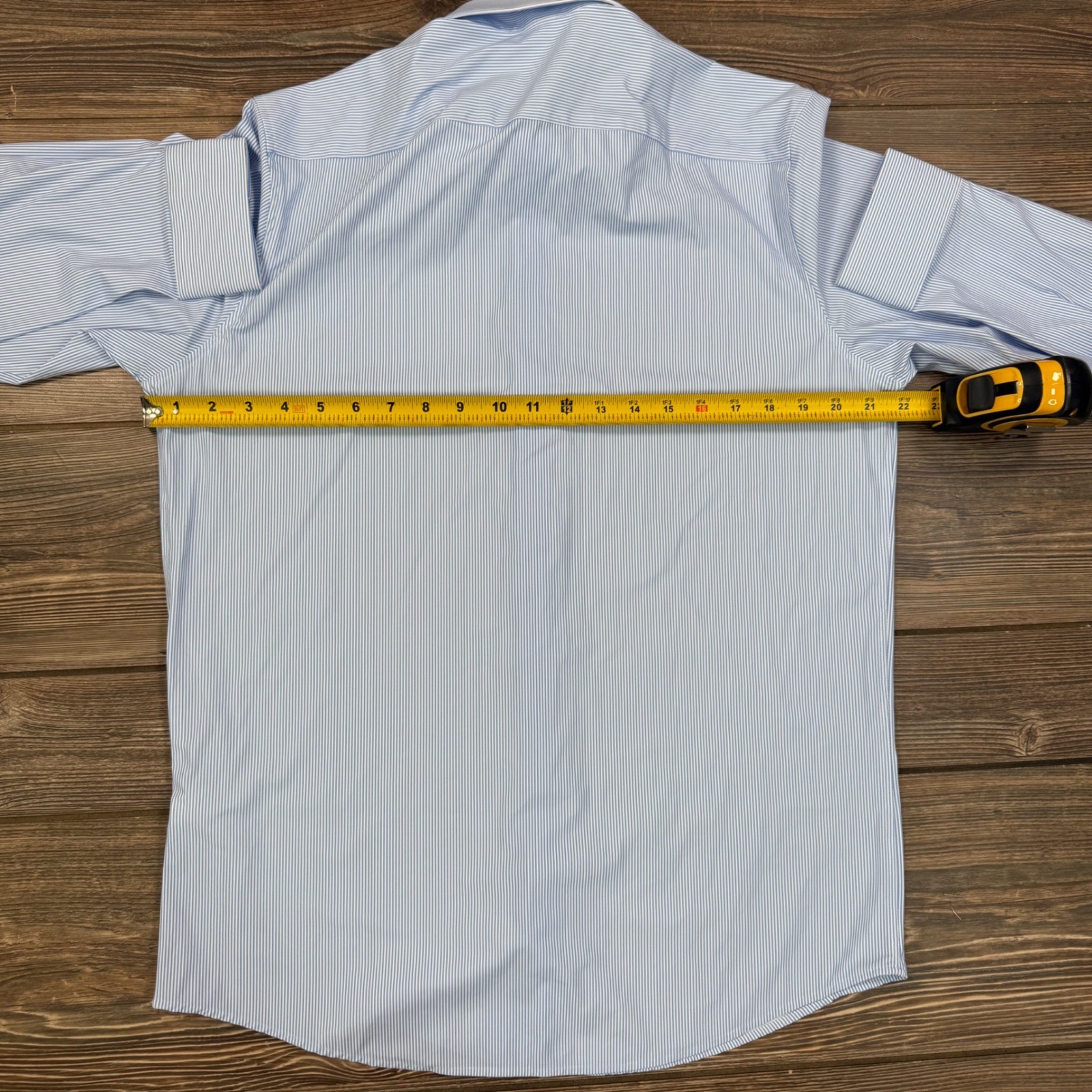 Collars & Co Mens Size Medium Apex Performance Dress Shirt Blue White Stripe NEW