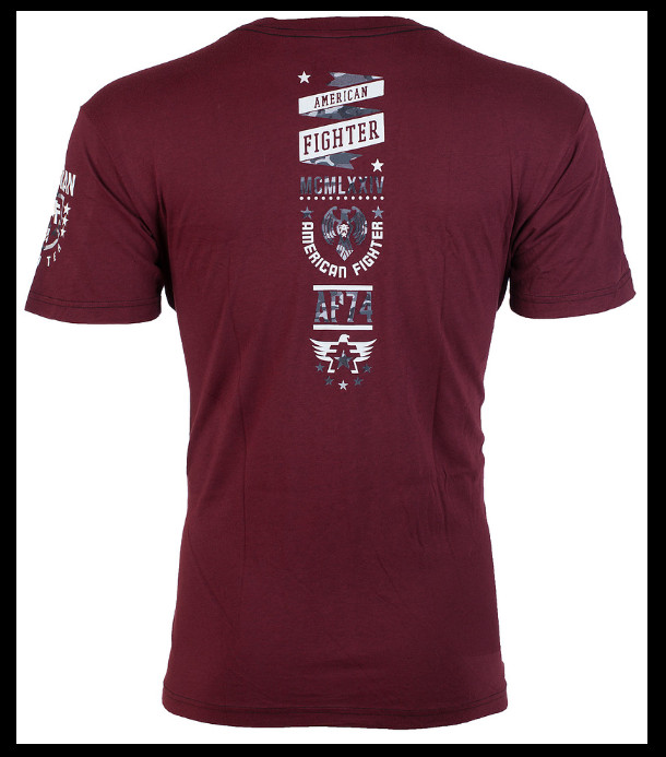 AMERICAN FIGHTER Burgundy LANDER Athletic Graphic T-shirt NWT