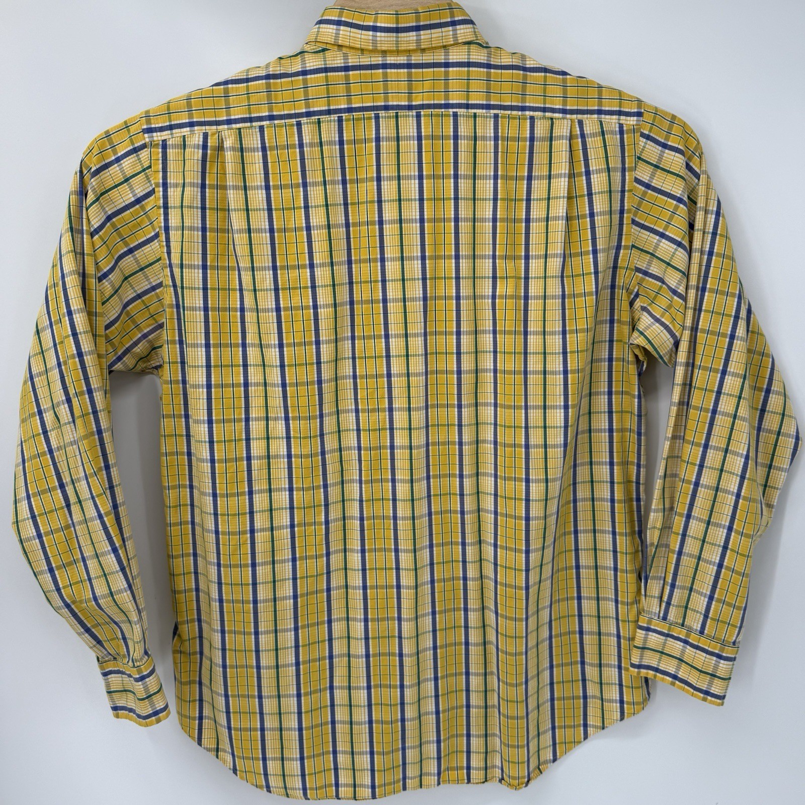 Polo Ralph Lauren Button Down Mens L Yellow Plaid Estate Sport Cotton Shirt