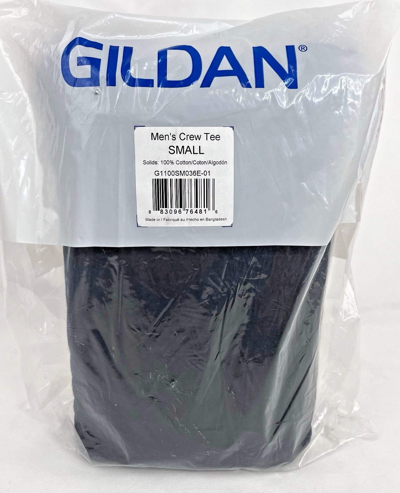 6-pack Gildan G1100 Solid 100% Cotton Short Sleeve Crew T-Shirt – Black – Small